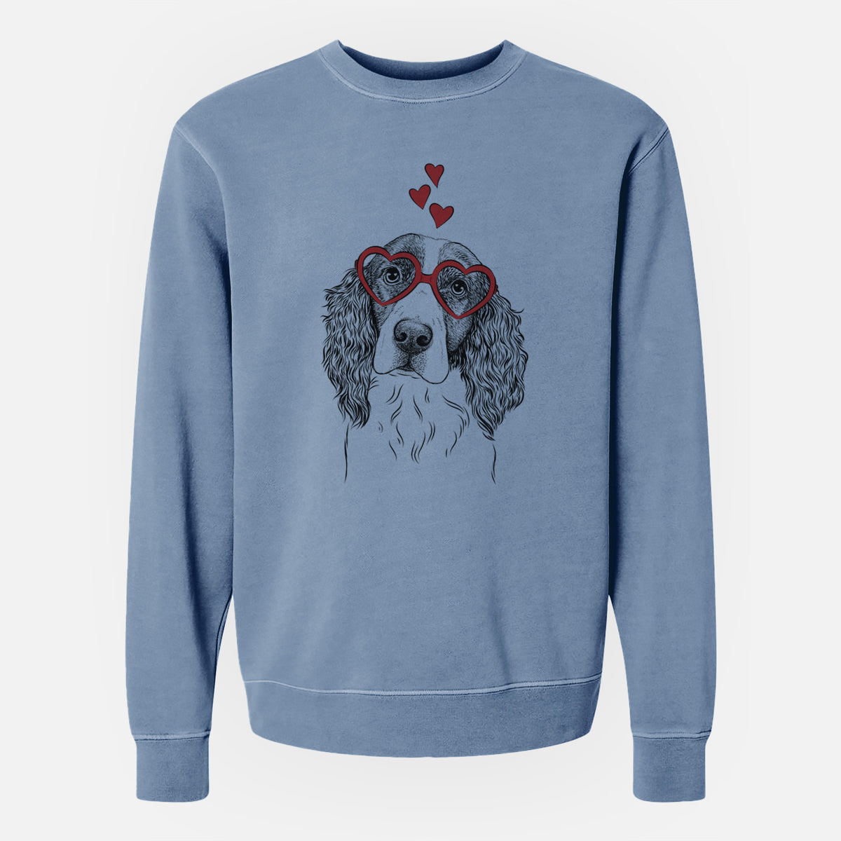 Valentine Annie the English Springer Spaniel - Unisex Pigment Dyed Crew Sweatshirt