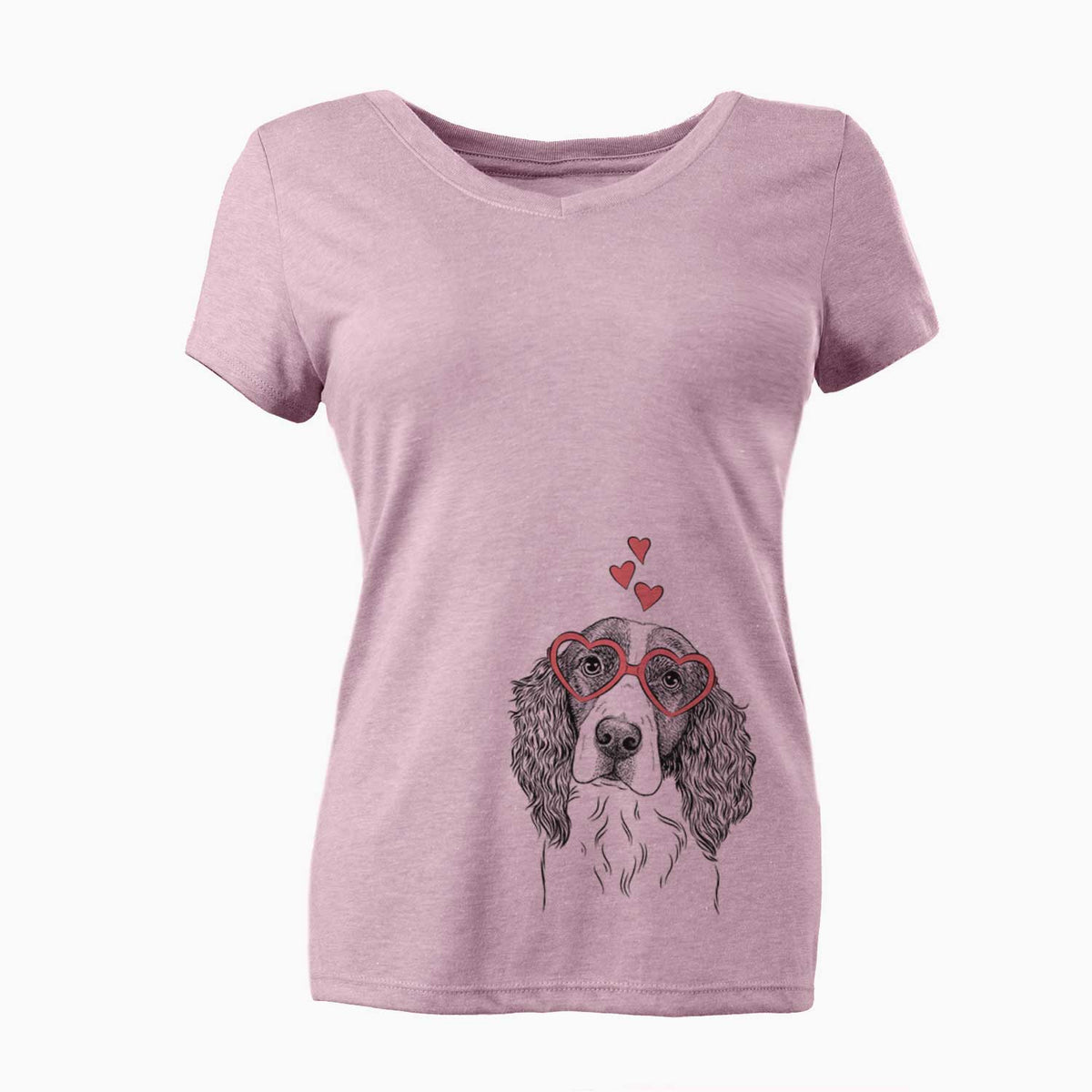 Valentine Annie the English Springer Spaniel - Women's V-neck Shirt
