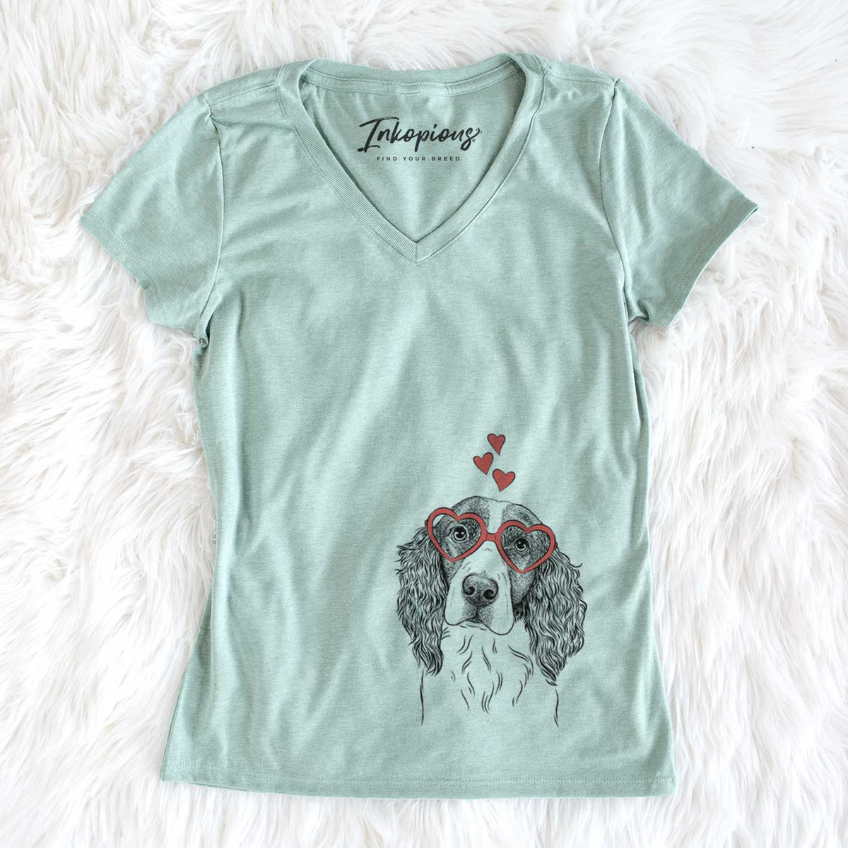 Valentine Annie the English Springer Spaniel - Women&#39;s V-neck Shirt