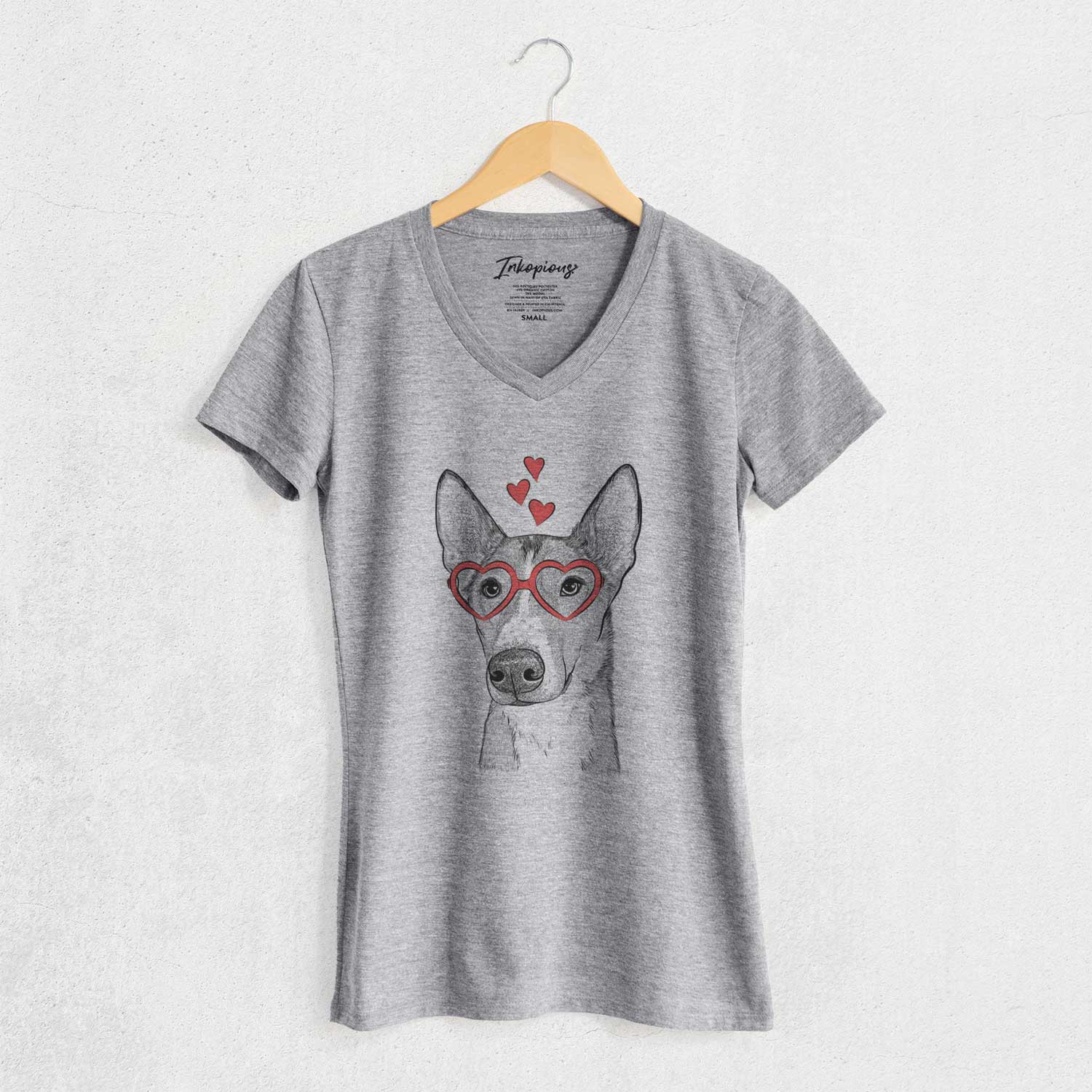 Valentine Anubis the Alaskan Husky - Women's V-neck Shirt