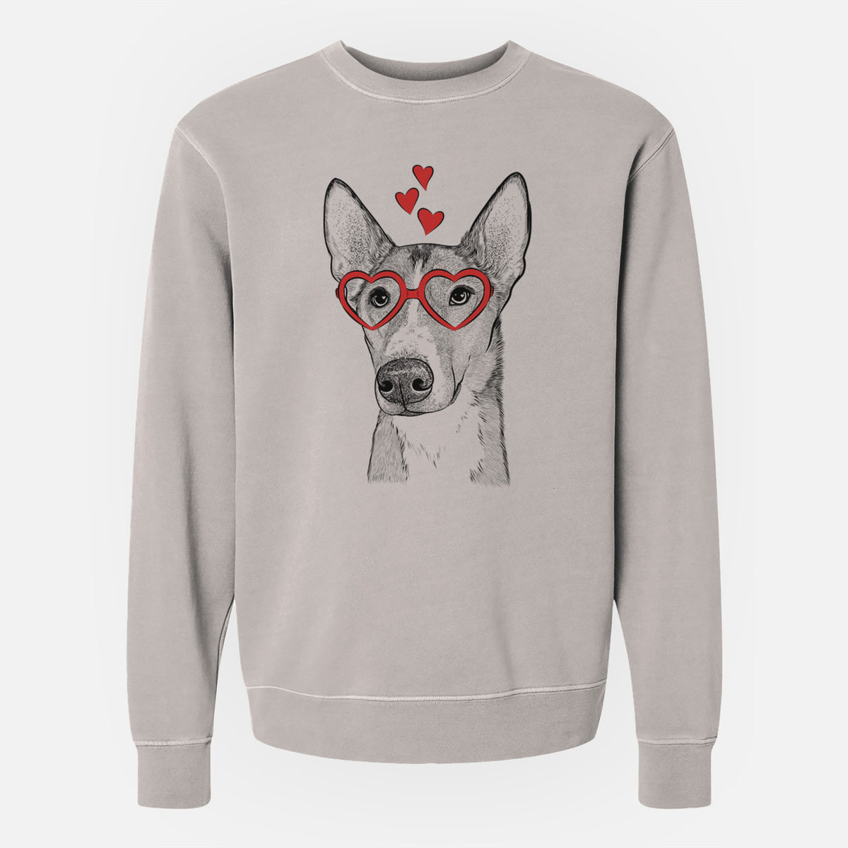Valentine Anubis the Alaskan Husky - Unisex Pigment Dyed Crew Sweatshirt