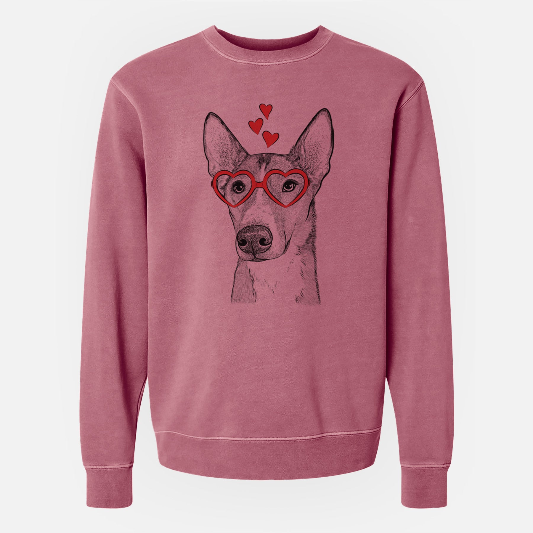 Valentine Anubis the Alaskan Husky - Unisex Pigment Dyed Crew Sweatshirt