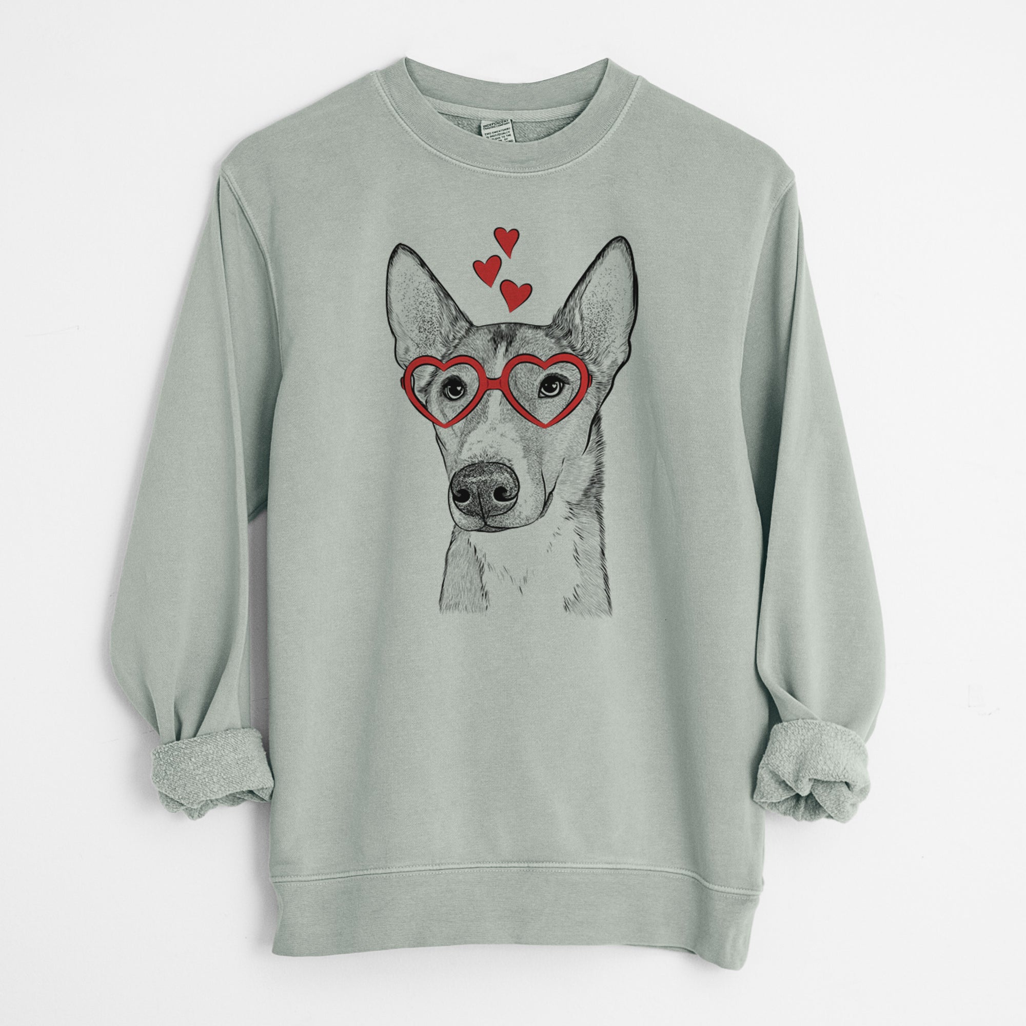 Valentine Anubis the Alaskan Husky - Unisex Pigment Dyed Crew Sweatshirt