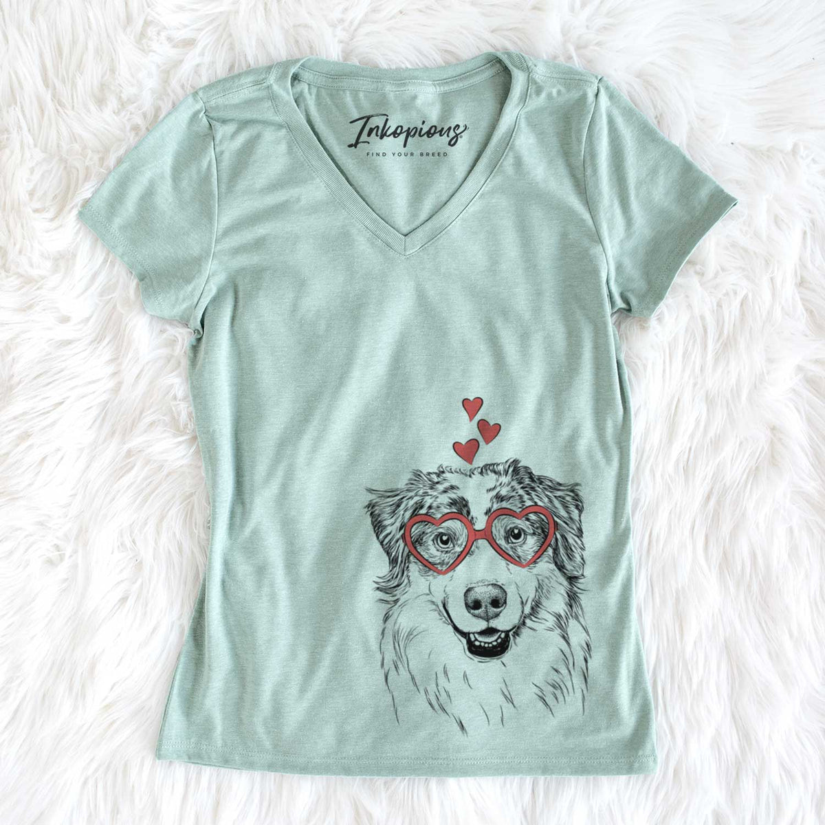 Valentine Aonghus the Australian Shepherd - Women&#39;s V-neck Shirt