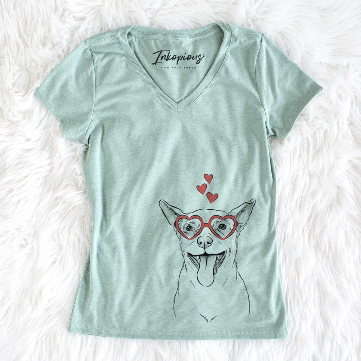 Valentine Archie the Chihuahua Mix - Women&#39;s V-neck Shirt