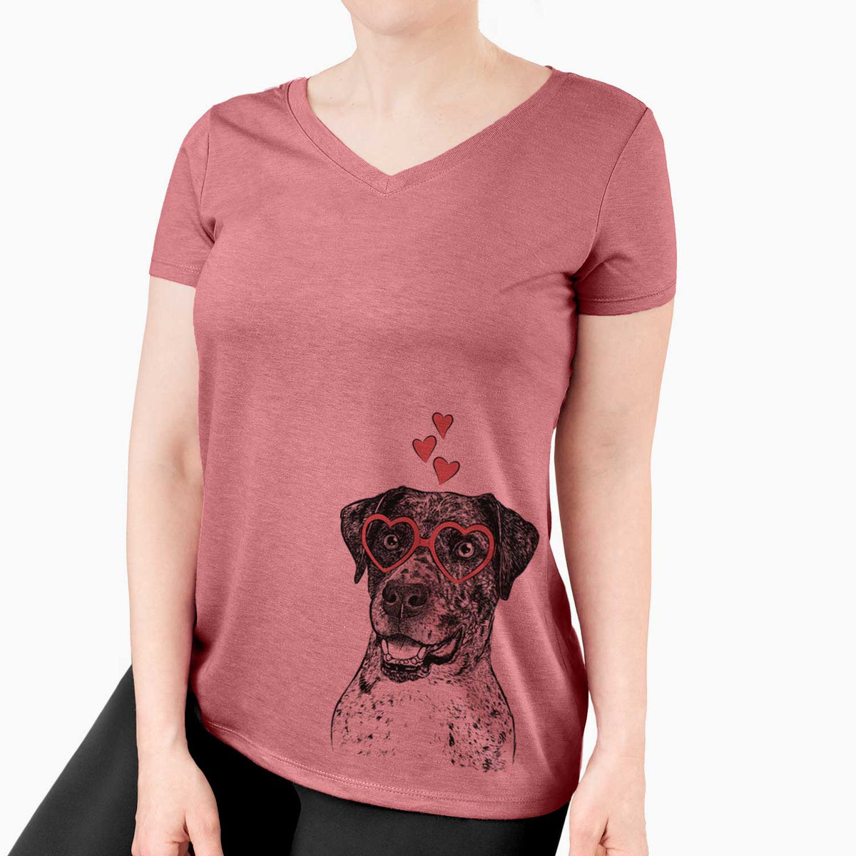 Valentine Argos the Catahoula - Women's V-neck Shirt