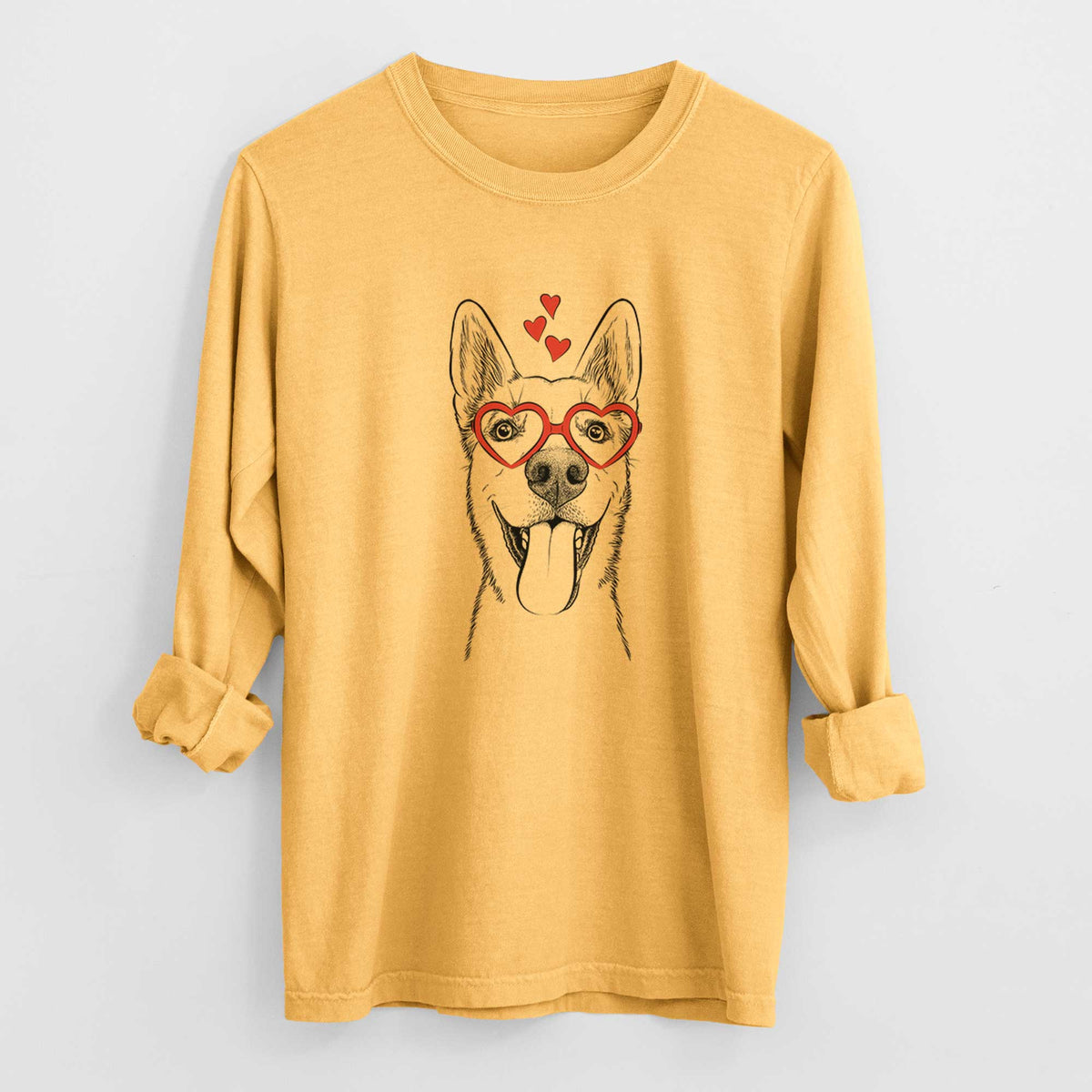 Valentine Arlo the Husky Shepherd Mix - Heavyweight 100% Cotton Long Sleeve