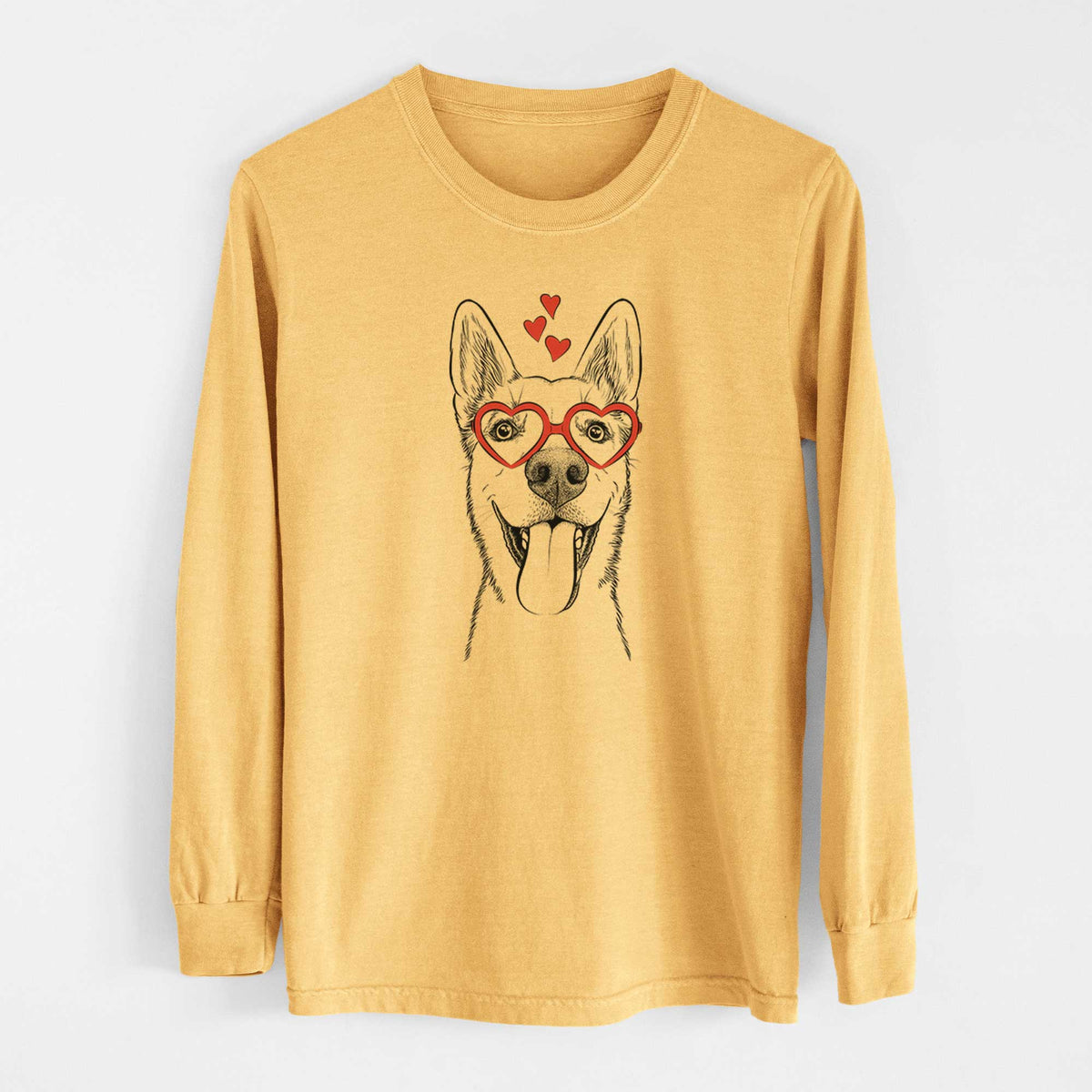 Valentine Arlo the Husky Shepherd Mix - Heavyweight 100% Cotton Long Sleeve
