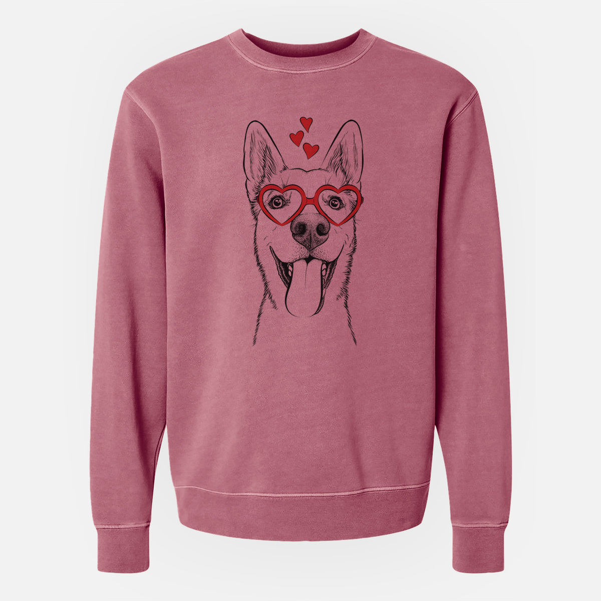 Valentine Arlo the Husky Shepherd Mix - Unisex Pigment Dyed Crew Sweatshirt