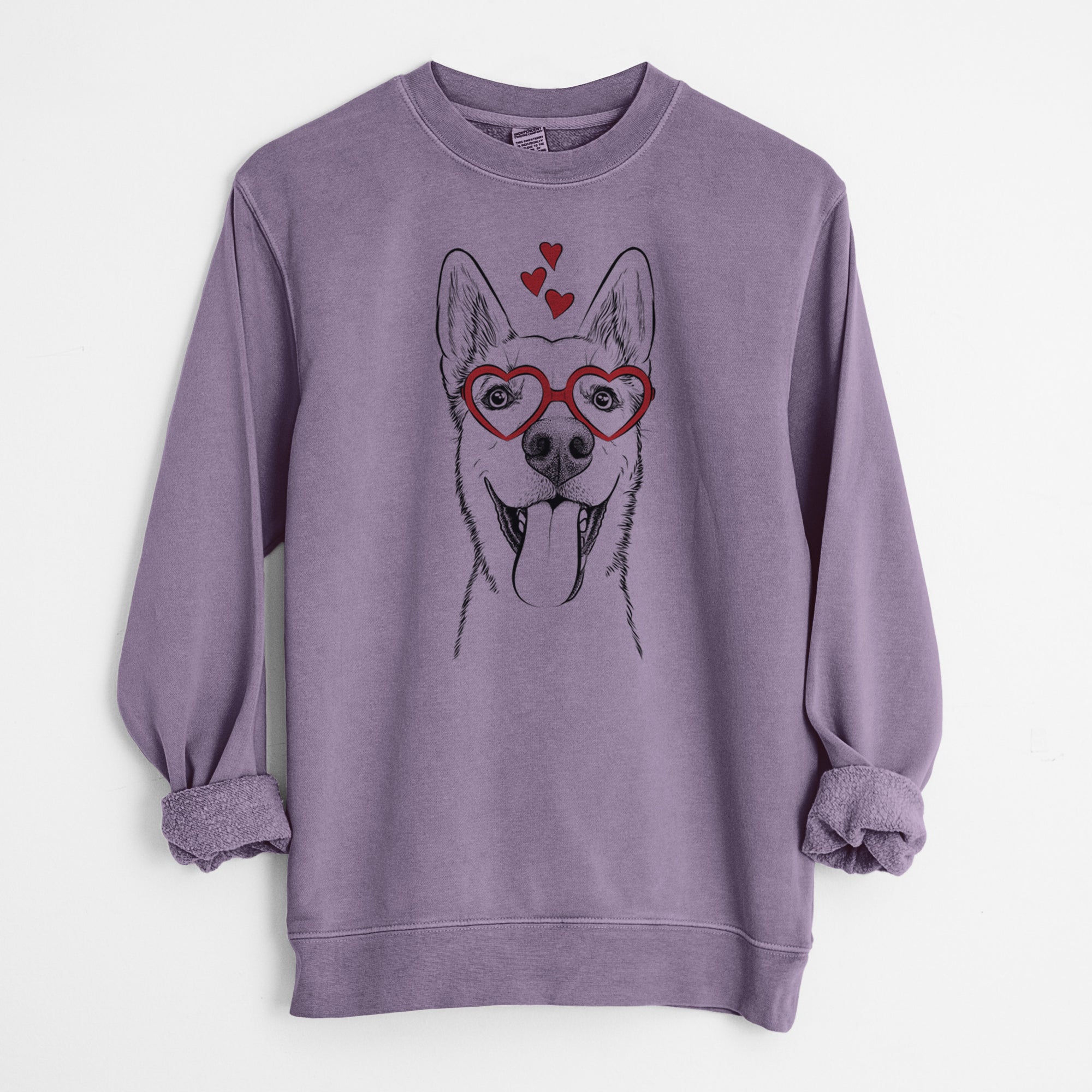 Valentine Arlo the Husky Shepherd Mix - Unisex Pigment Dyed Crew Sweatshirt