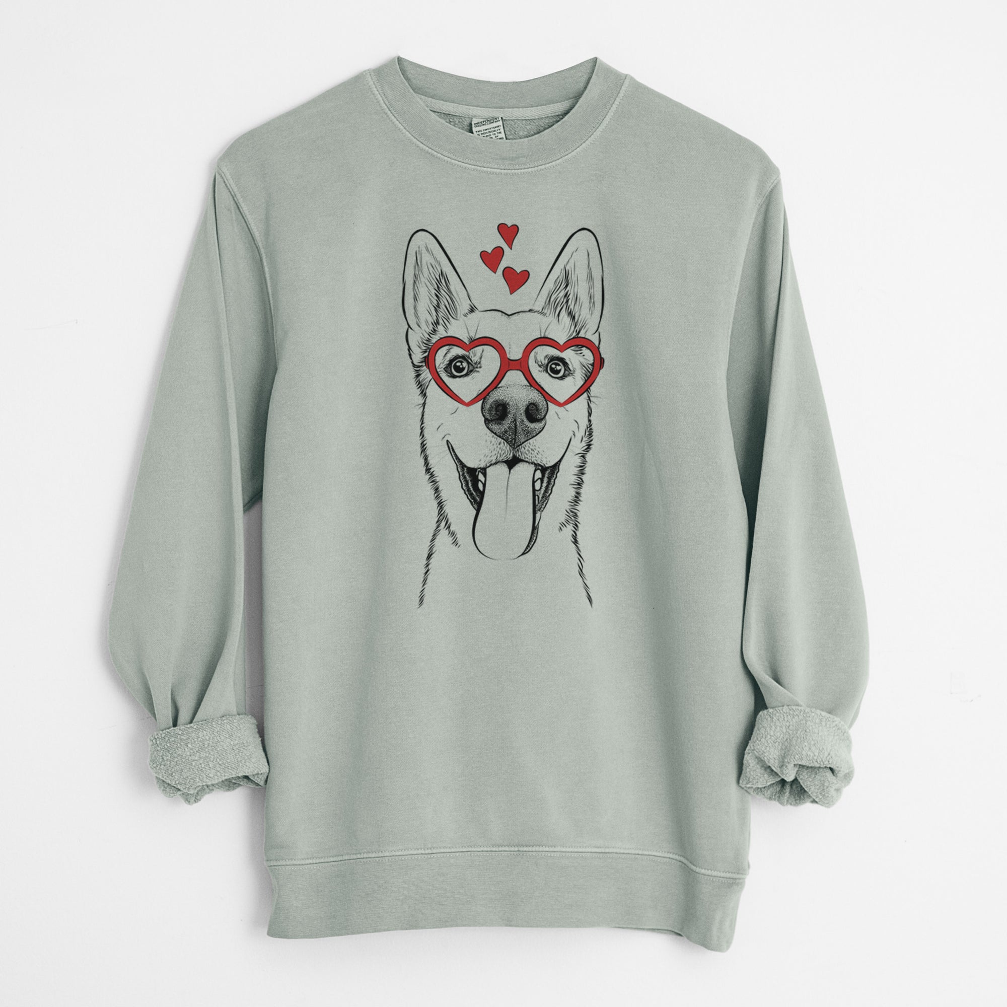 Valentine Arlo the Husky Shepherd Mix - Unisex Pigment Dyed Crew Sweatshirt