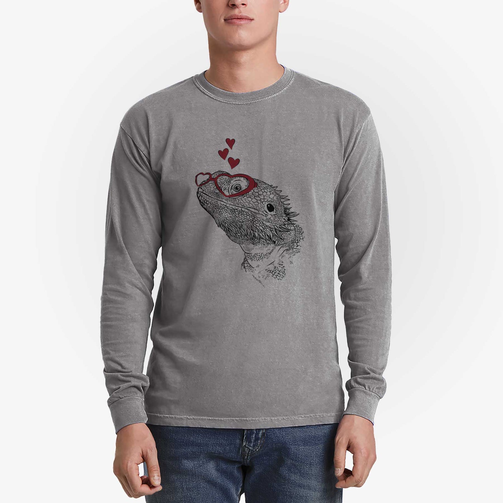 Valentine Ash the Bearded Dragon - Heavyweight 100% Cotton Long Sleeve