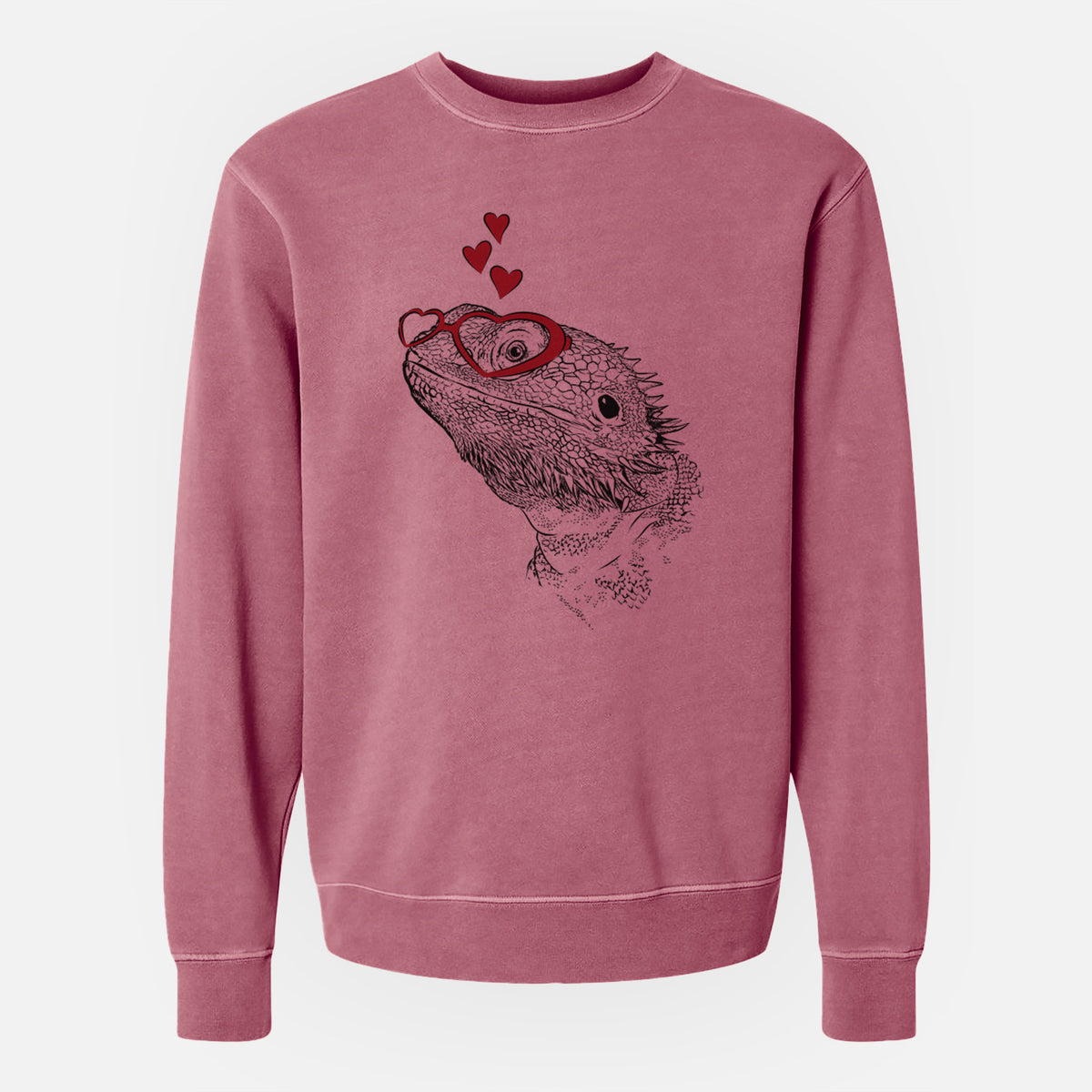 Valentine Ash the Bearded Dragon - Unisex Pigment Dyed Crew Sweatshirt