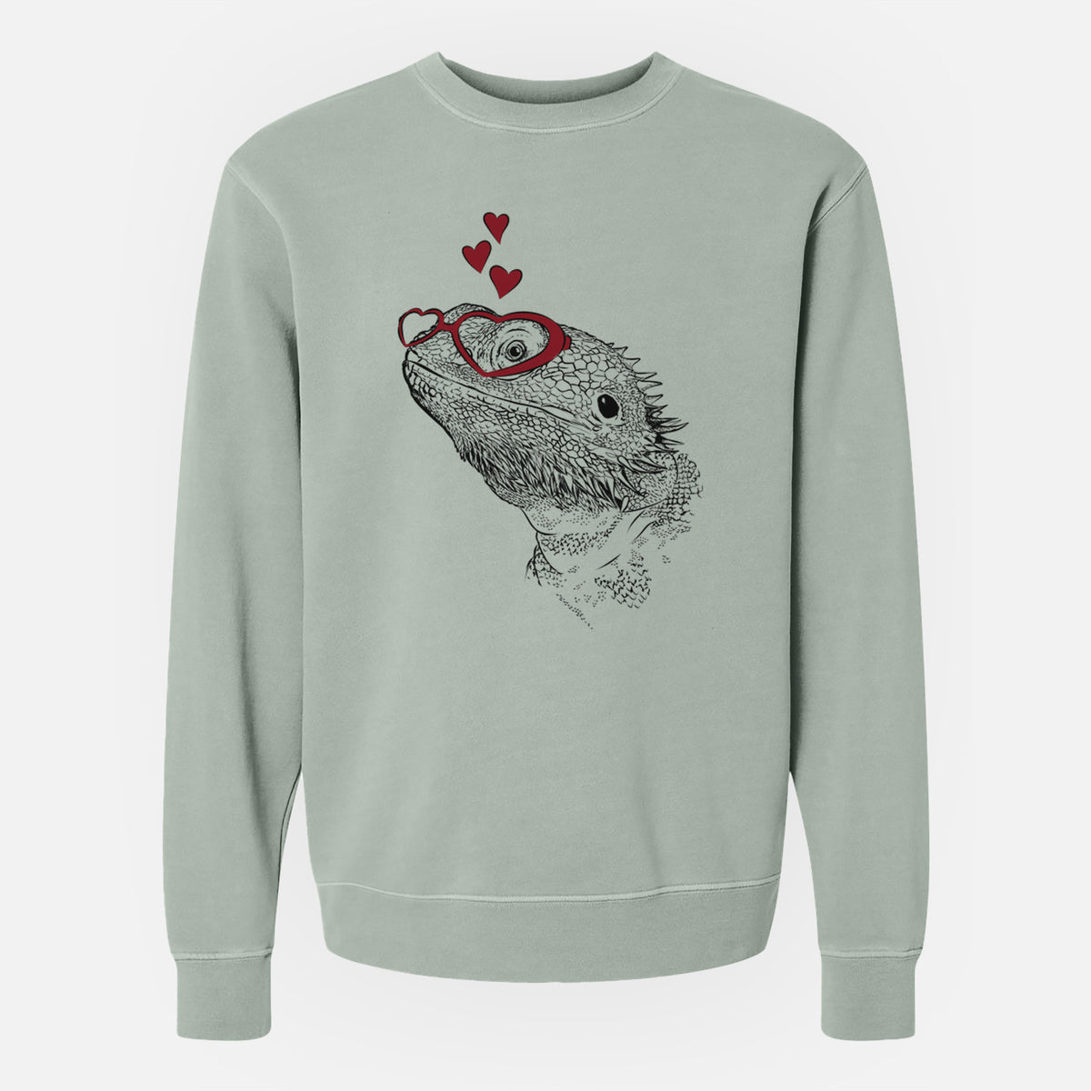Valentine Ash the Bearded Dragon - Unisex Pigment Dyed Crew Sweatshirt