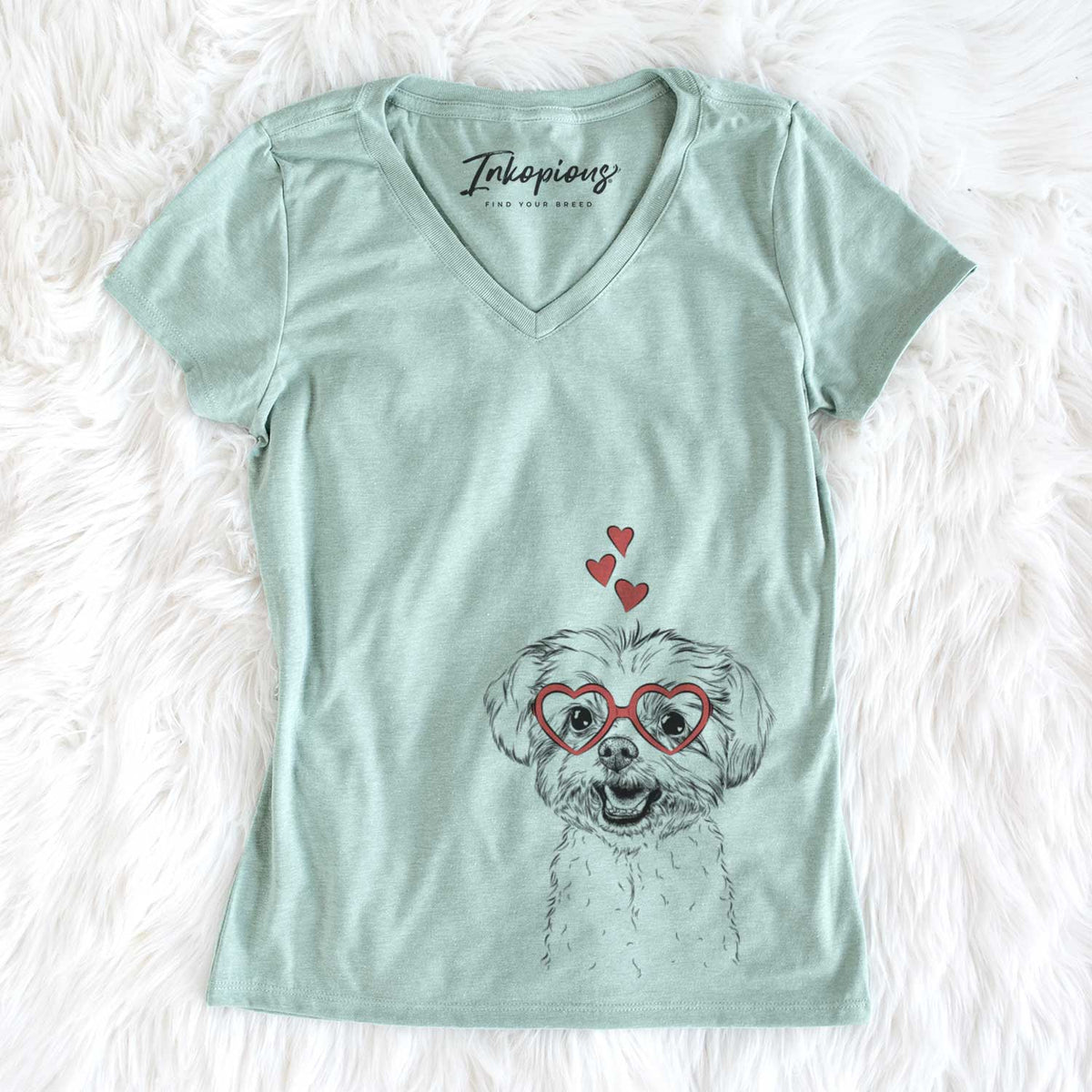 Valentine Aspen the Morkie - Women&#39;s V-neck Shirt