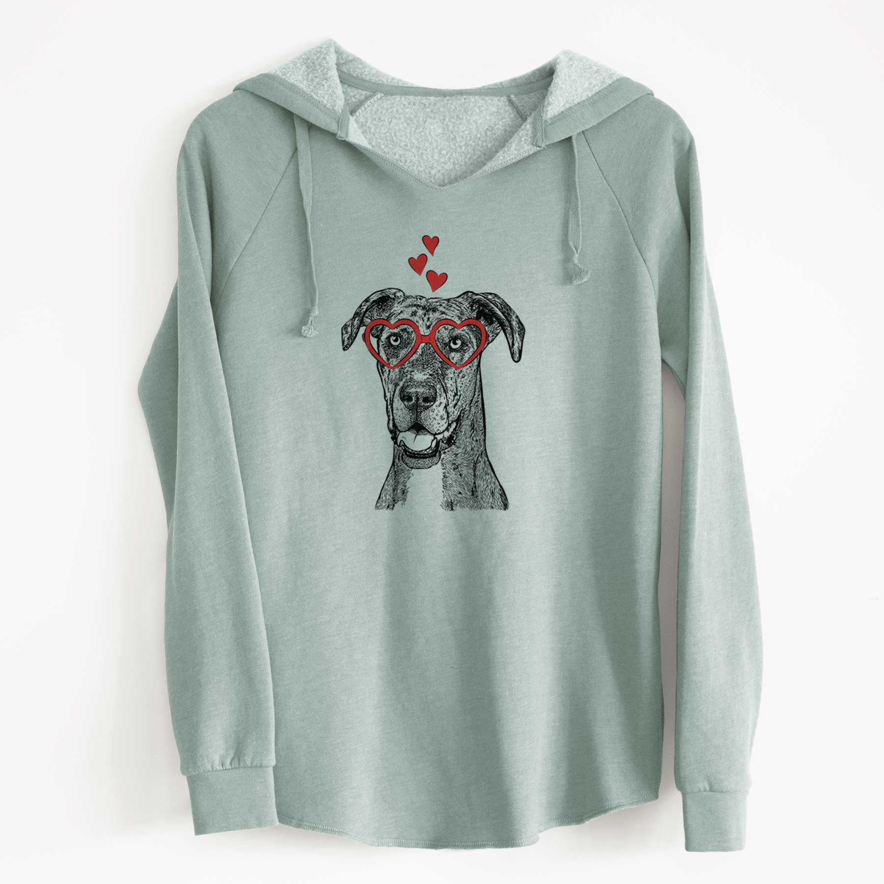 Valentine Athena the Merle Great Dane - Cali Wave Hooded Sweatshirt