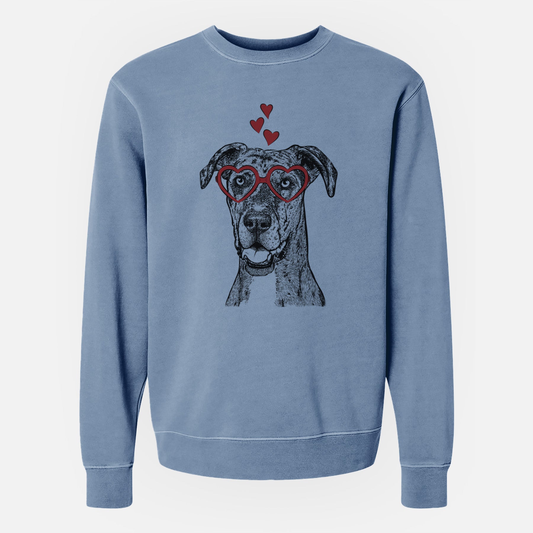 Valentine Athena the Merle Great Dane - Unisex Pigment Dyed Crew Sweatshirt