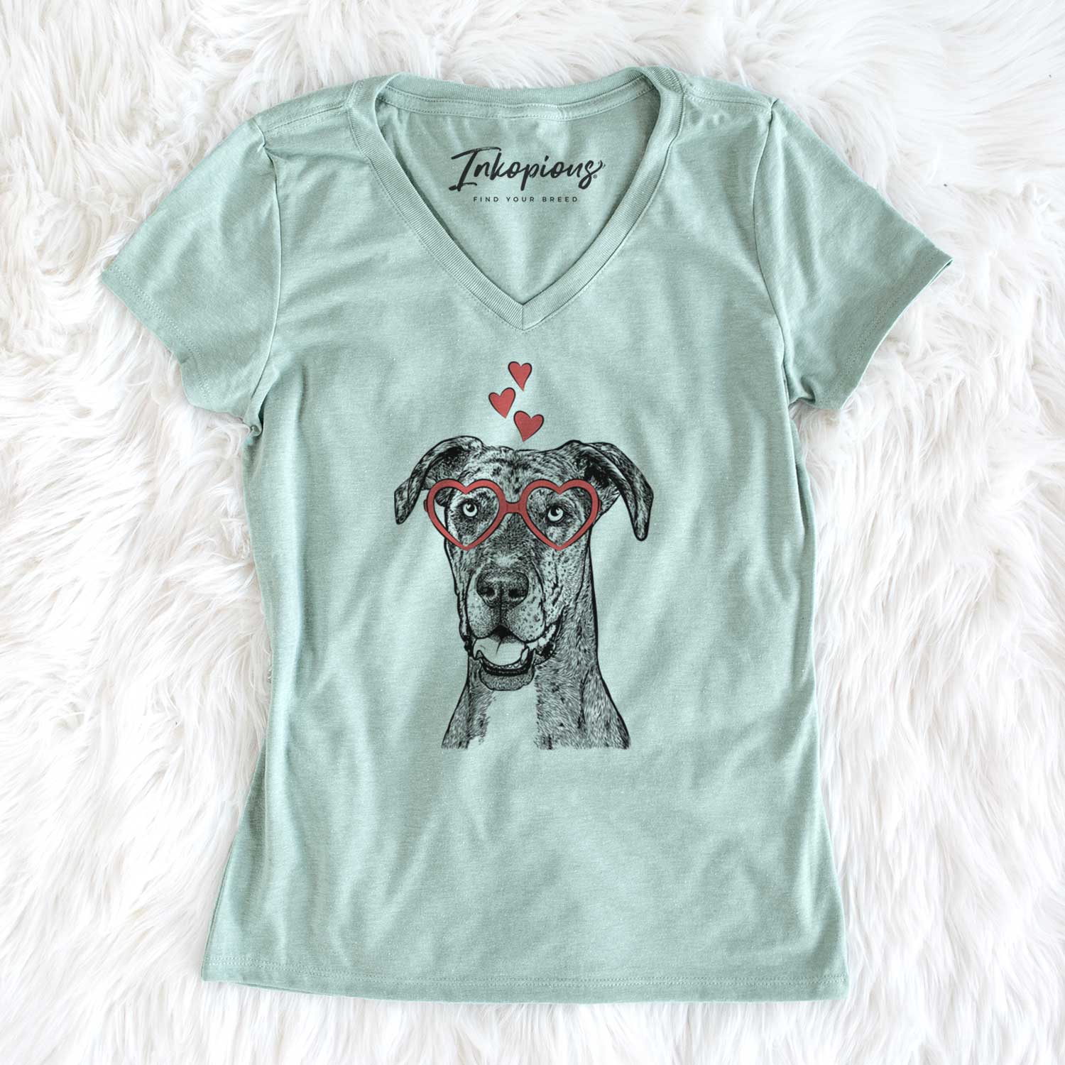 Valentine Athena the Merle Great Dane - Women's V-neck Shirt