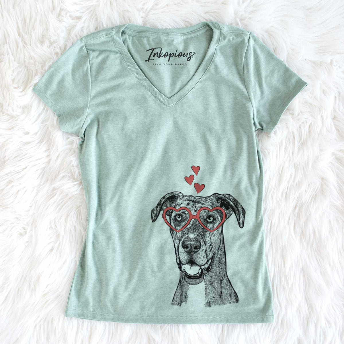 Valentine Athena the Merle Great Dane - Women&#39;s V-neck Shirt