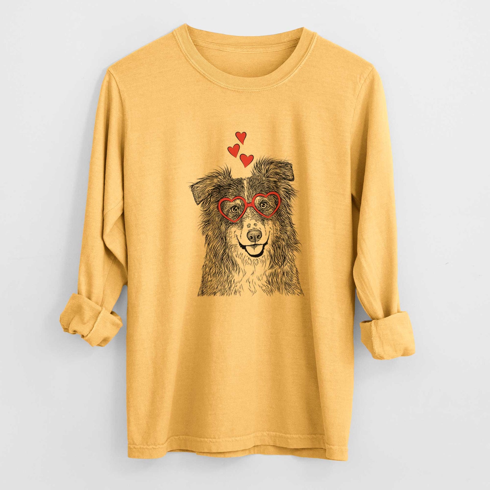 Valentine Aushe the Australian Shepherd - Heavyweight 100% Cotton Long Sleeve
