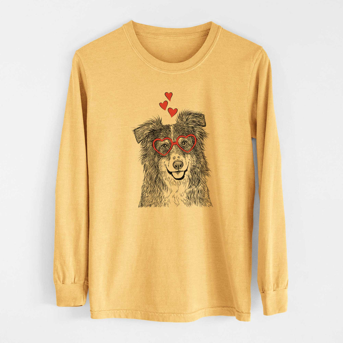 Valentine Aushe the Australian Shepherd - Heavyweight 100% Cotton Long Sleeve