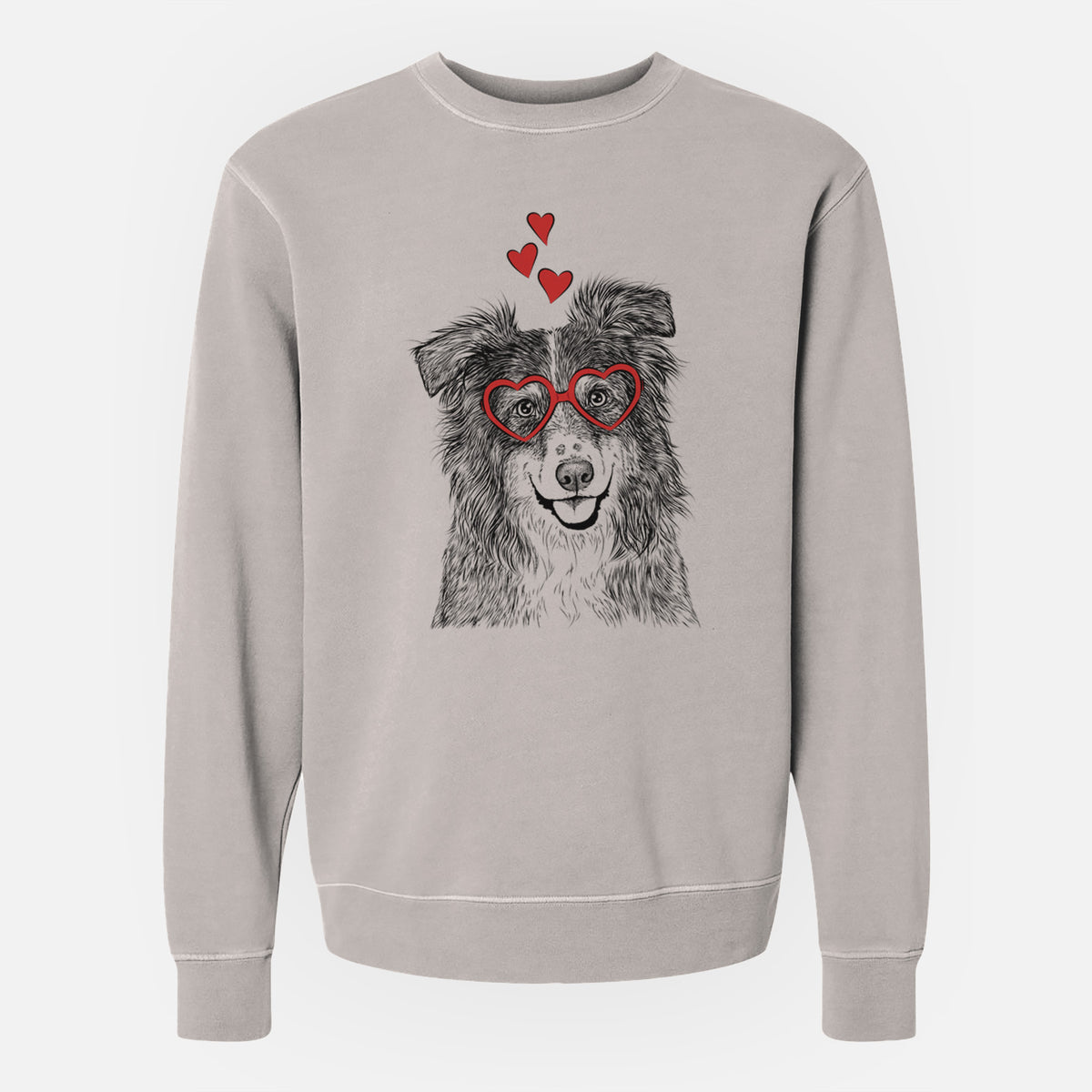 Valentine Aushe the Australian Shepherd - Unisex Pigment Dyed Crew Sweatshirt