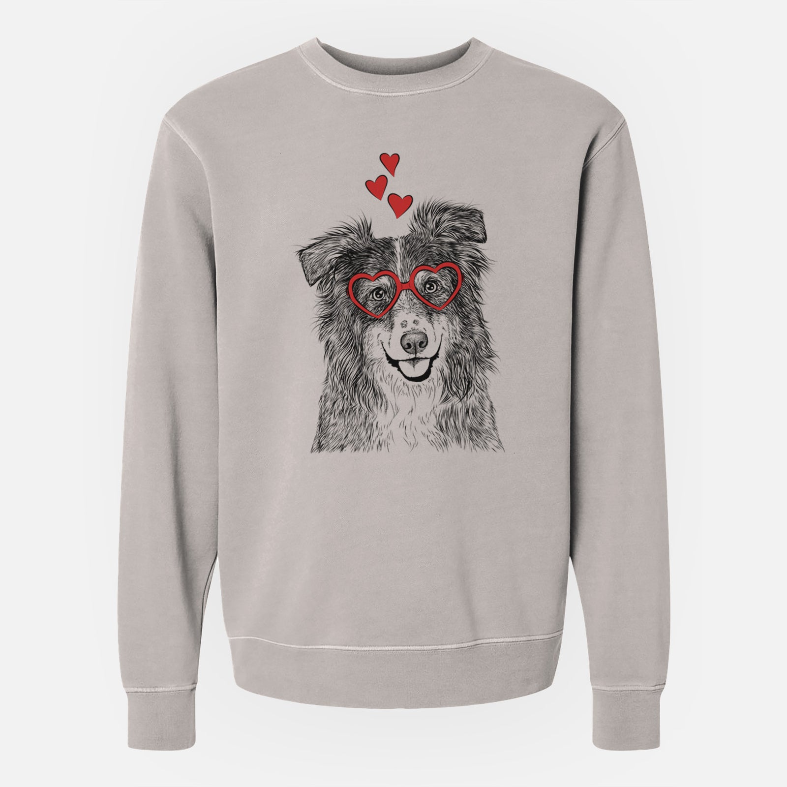 Valentine Aushe the Australian Shepherd - Unisex Pigment Dyed Crew Sweatshirt