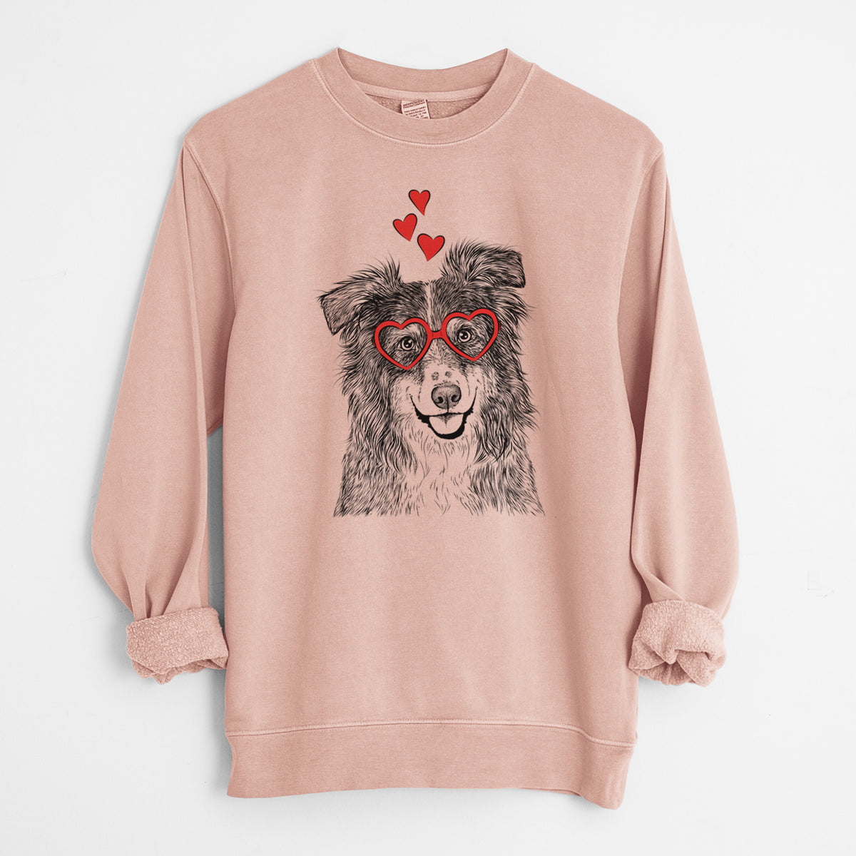 Valentine Aushe the Australian Shepherd - Unisex Pigment Dyed Crew Sweatshirt
