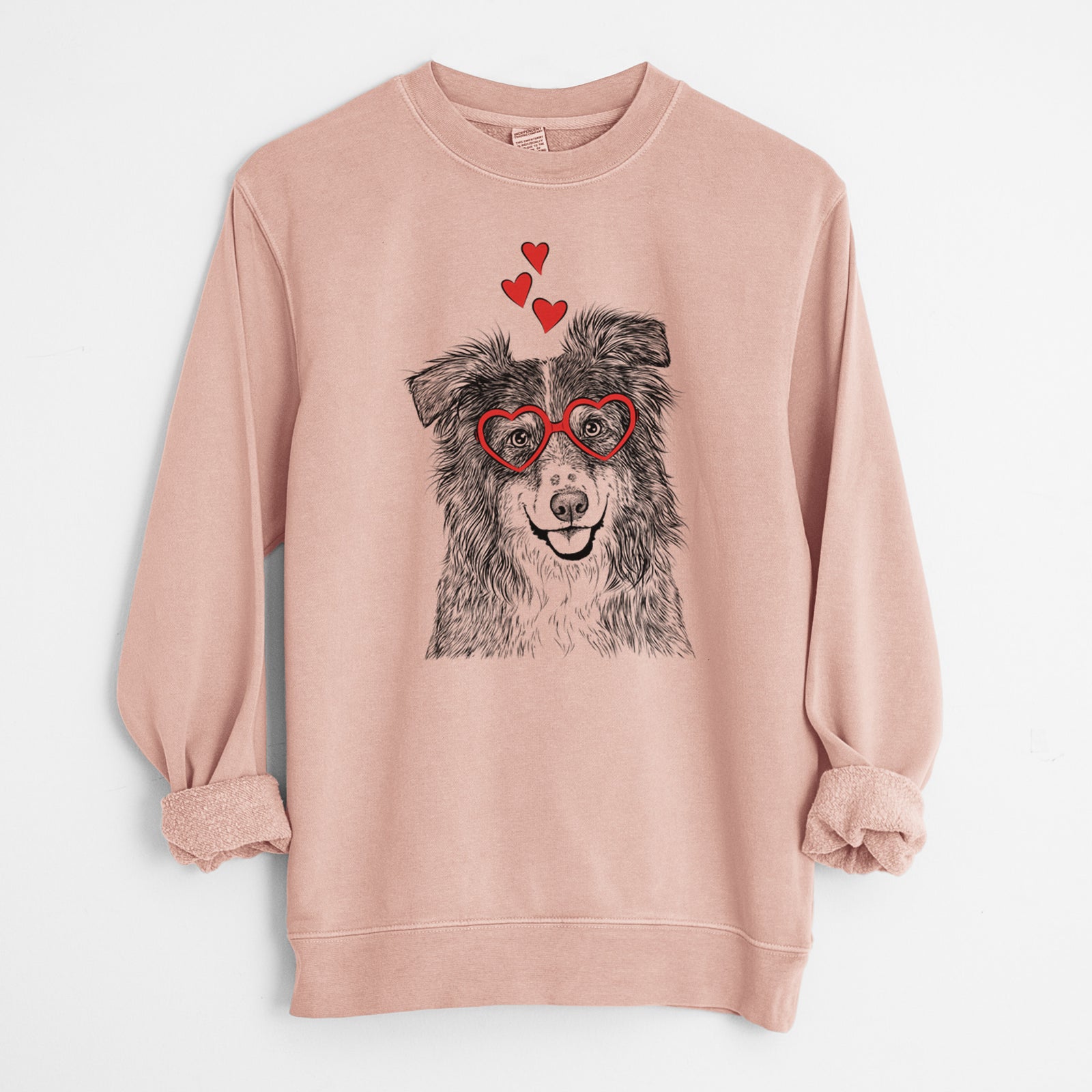 Valentine Aushe the Australian Shepherd - Unisex Pigment Dyed Crew Sweatshirt