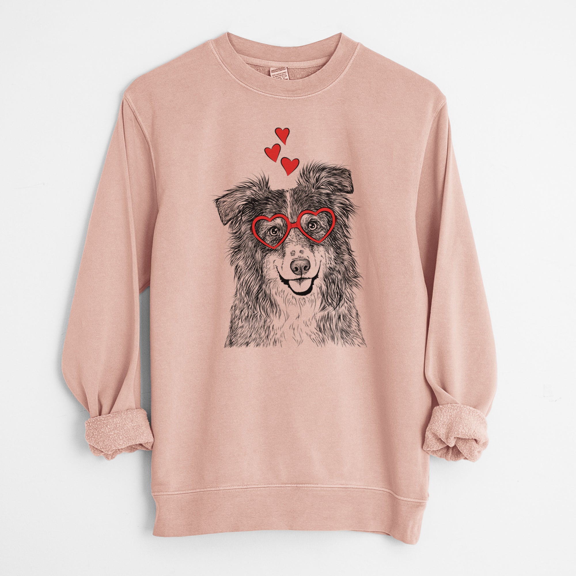 Valentine Aushe the Australian Shepherd - Unisex Pigment Dyed Crew Sweatshirt