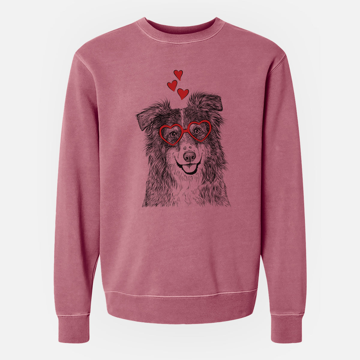 Valentine Aushe the Australian Shepherd - Unisex Pigment Dyed Crew Sweatshirt