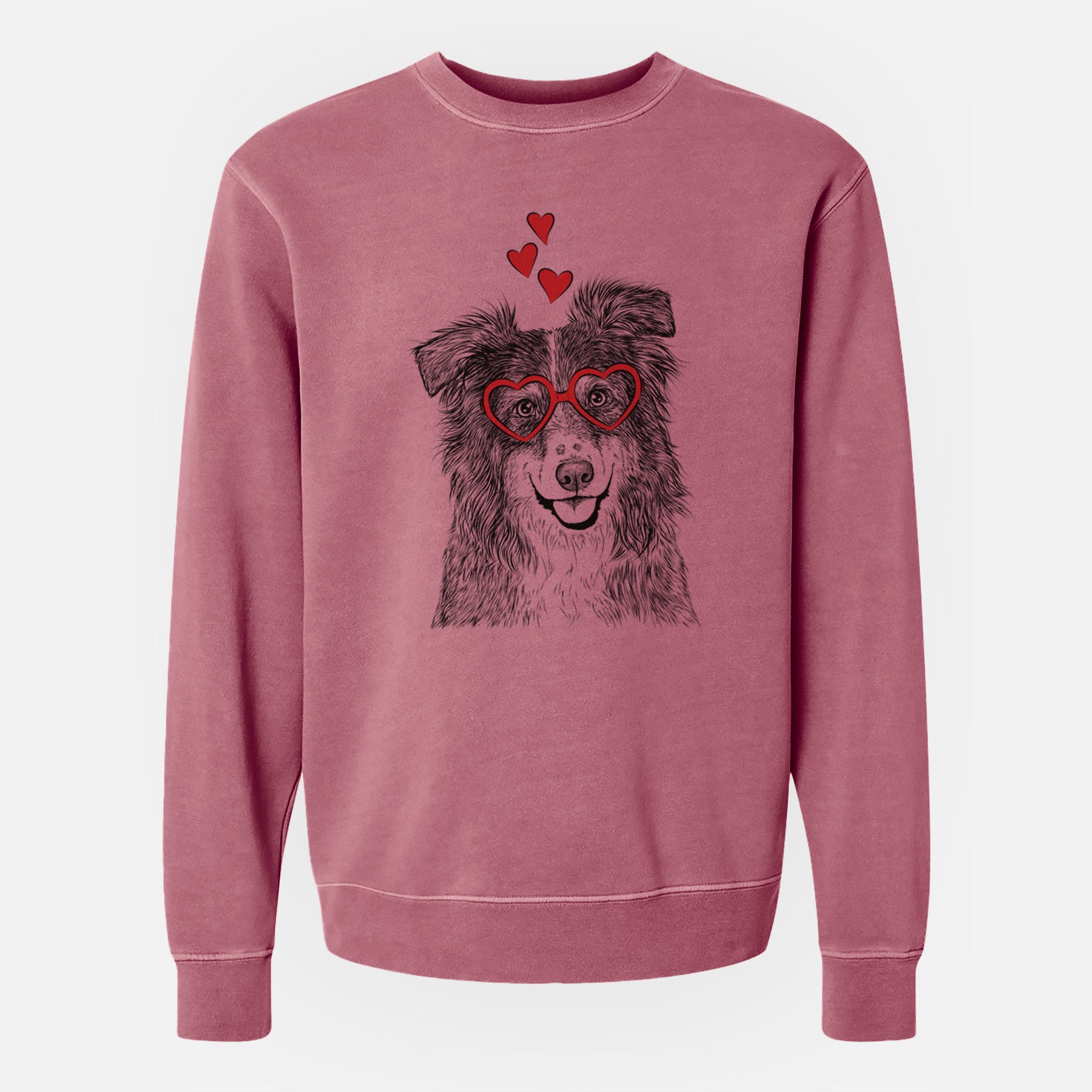 Valentine Aushe the Australian Shepherd - Unisex Pigment Dyed Crew Sweatshirt