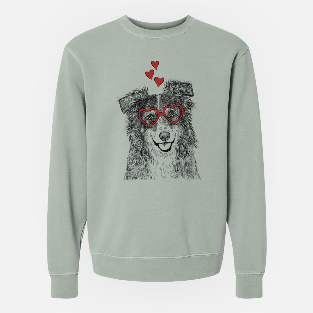 Valentine Aushe the Australian Shepherd - Unisex Pigment Dyed Crew Sweatshirt