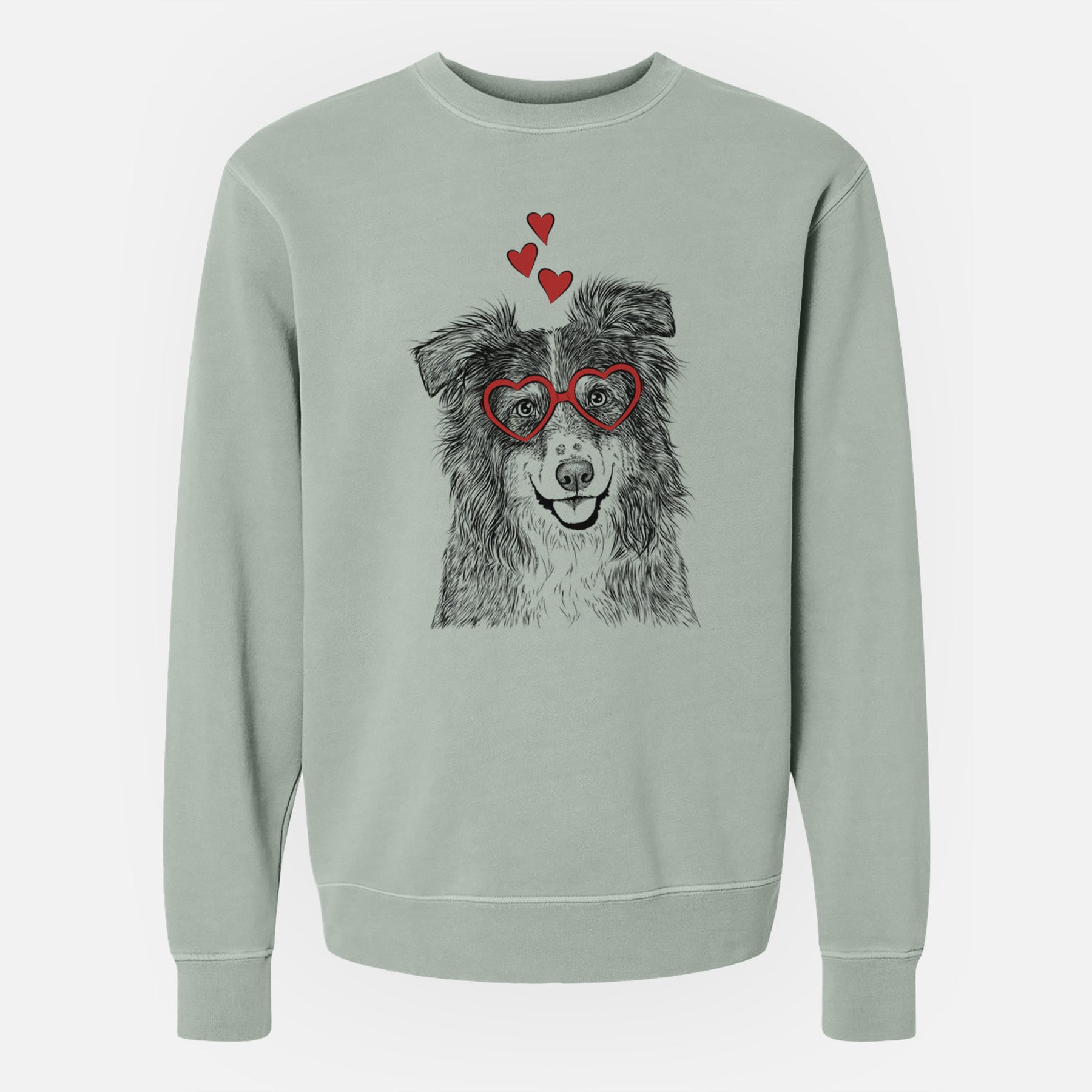 Valentine Aushe the Australian Shepherd - Unisex Pigment Dyed Crew Sweatshirt