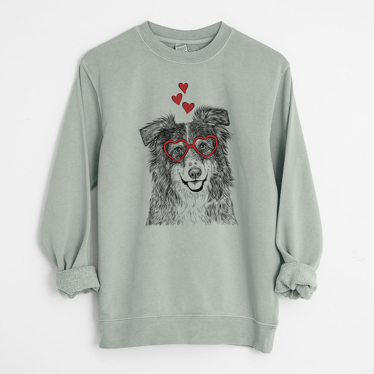 Valentine Aushe the Australian Shepherd - Unisex Pigment Dyed Crew Sweatshirt