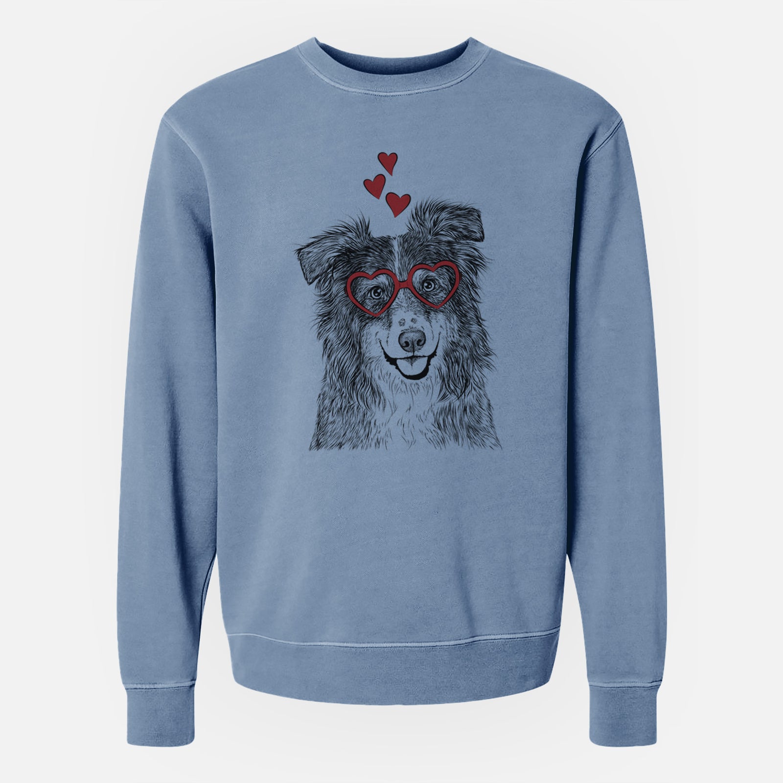 Valentine Aushe the Australian Shepherd - Unisex Pigment Dyed Crew Sweatshirt