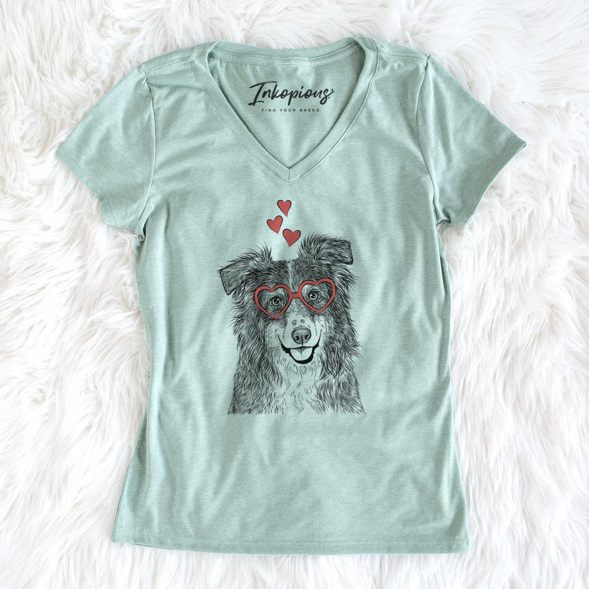 Valentine Aushe the Australian Shepherd - Women's V-neck Shirt