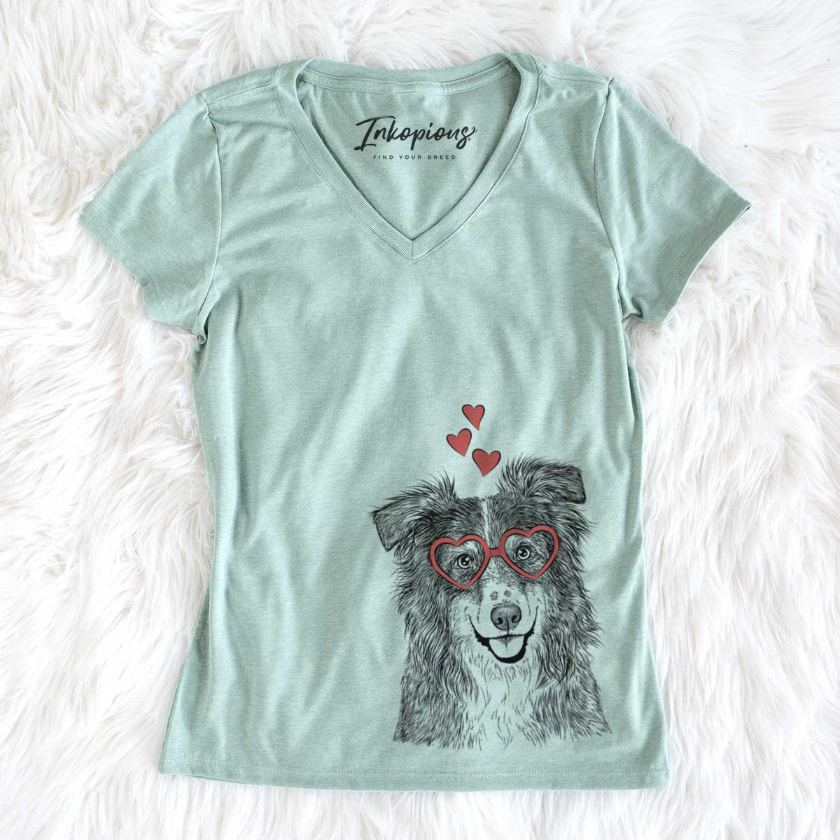 Valentine Aushe the Australian Shepherd - Women&#39;s V-neck Shirt