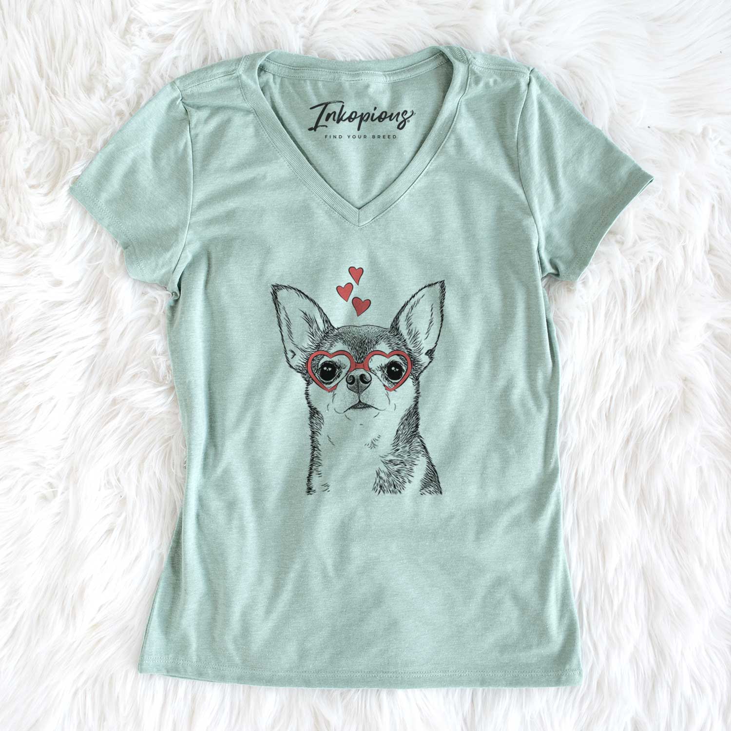 Valentine Baby the Chihuahua - Women's V-neck Shirt