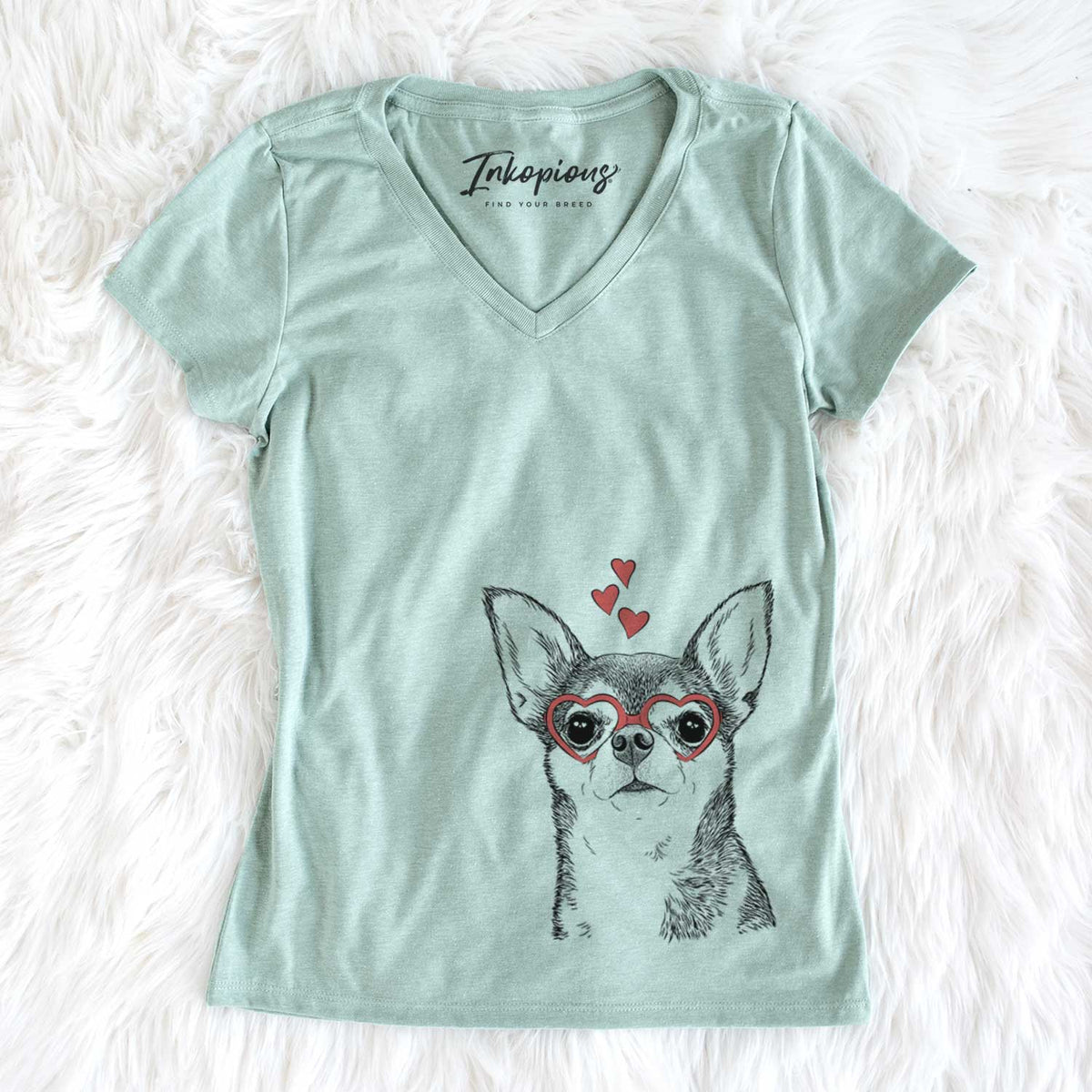 Valentine Baby the Chihuahua - Women&#39;s V-neck Shirt