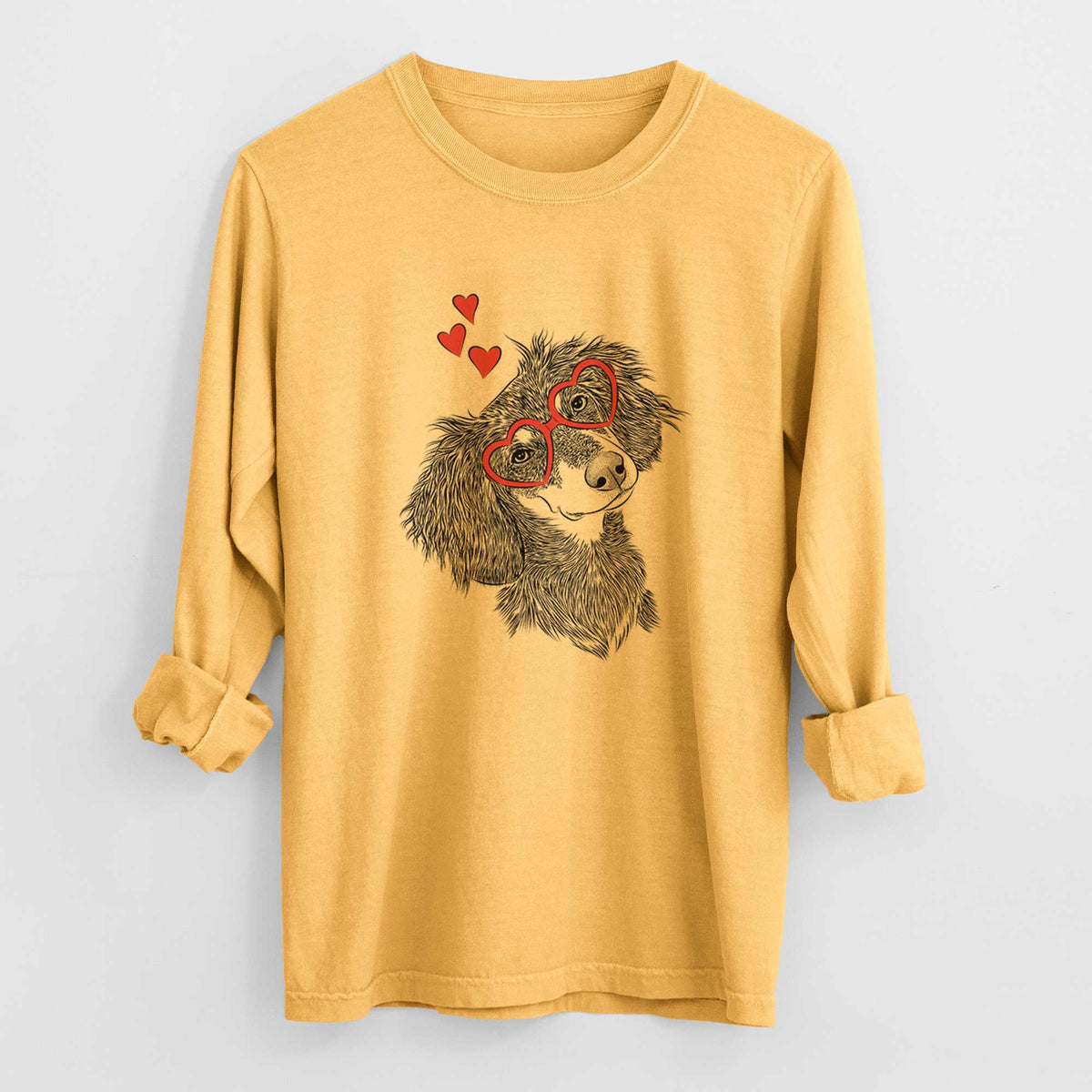 Valentine Bailey the Long Haired Dachshund - Heavyweight 100% Cotton Long Sleeve