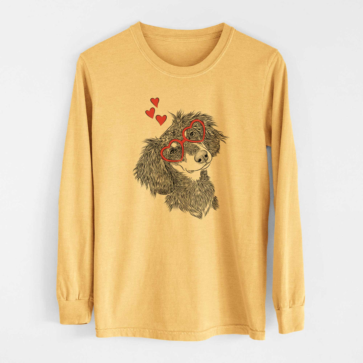 Valentine Bailey the Long Haired Dachshund - Heavyweight 100% Cotton Long Sleeve
