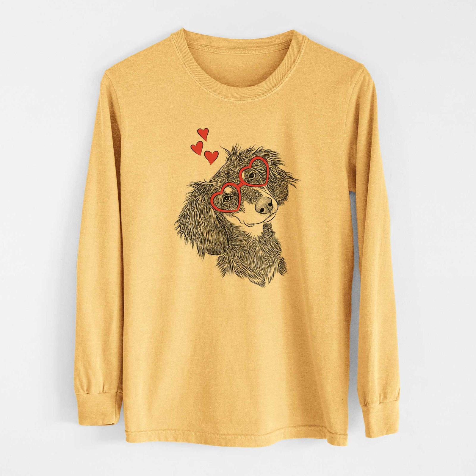 Valentine Bailey the Long Haired Dachshund - Heavyweight 100% Cotton Long Sleeve