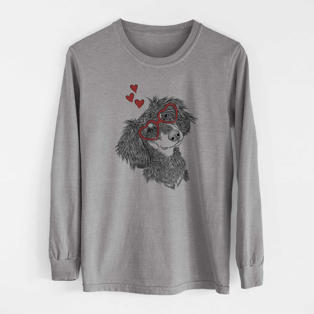 Valentine Bailey the Long Haired Dachshund - Heavyweight 100% Cotton Long Sleeve