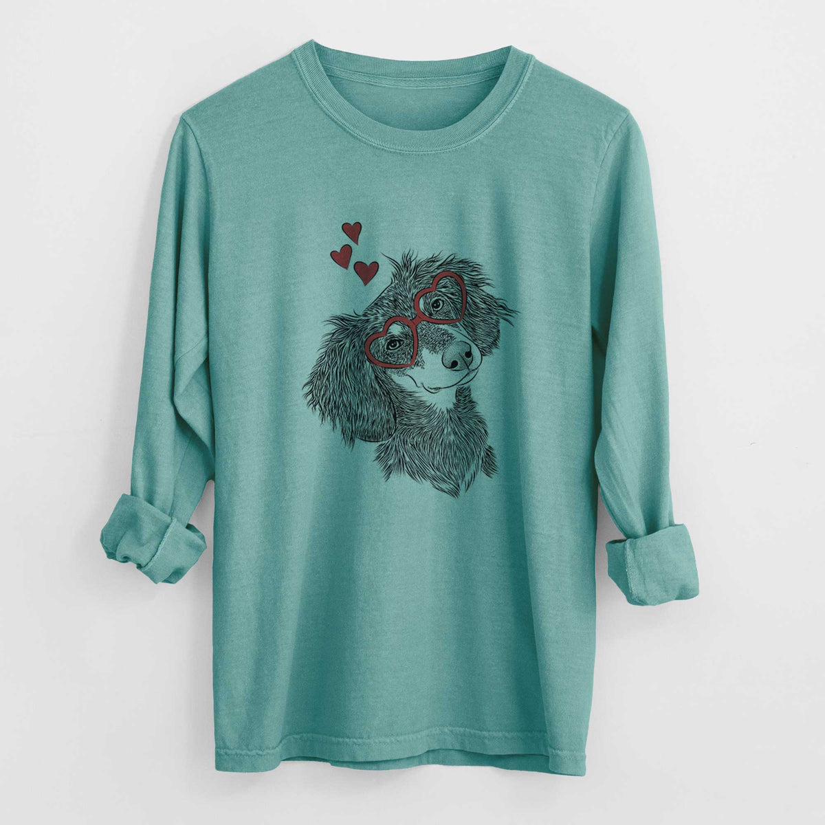 Valentine Bailey the Long Haired Dachshund - Heavyweight 100% Cotton Long Sleeve