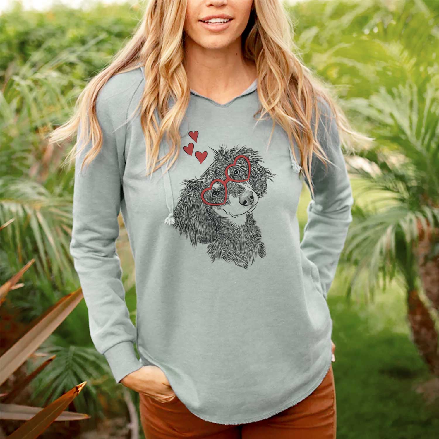 Valentine Bailey the Long Haired Dachshund - Cali Wave Hooded Sweatshirt