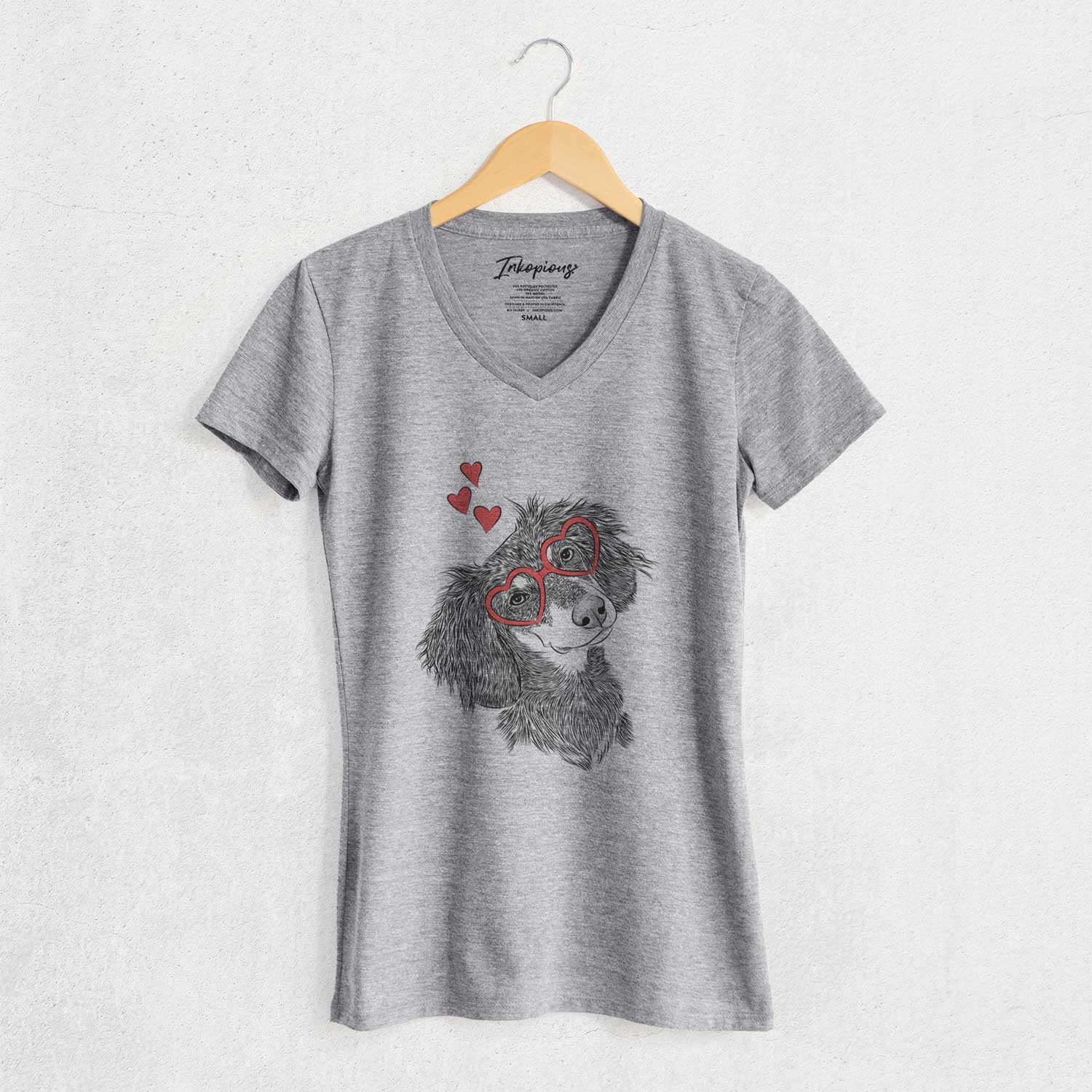 Valentine Bailey the Long Haired Dachshund - Women's V-neck Shirt