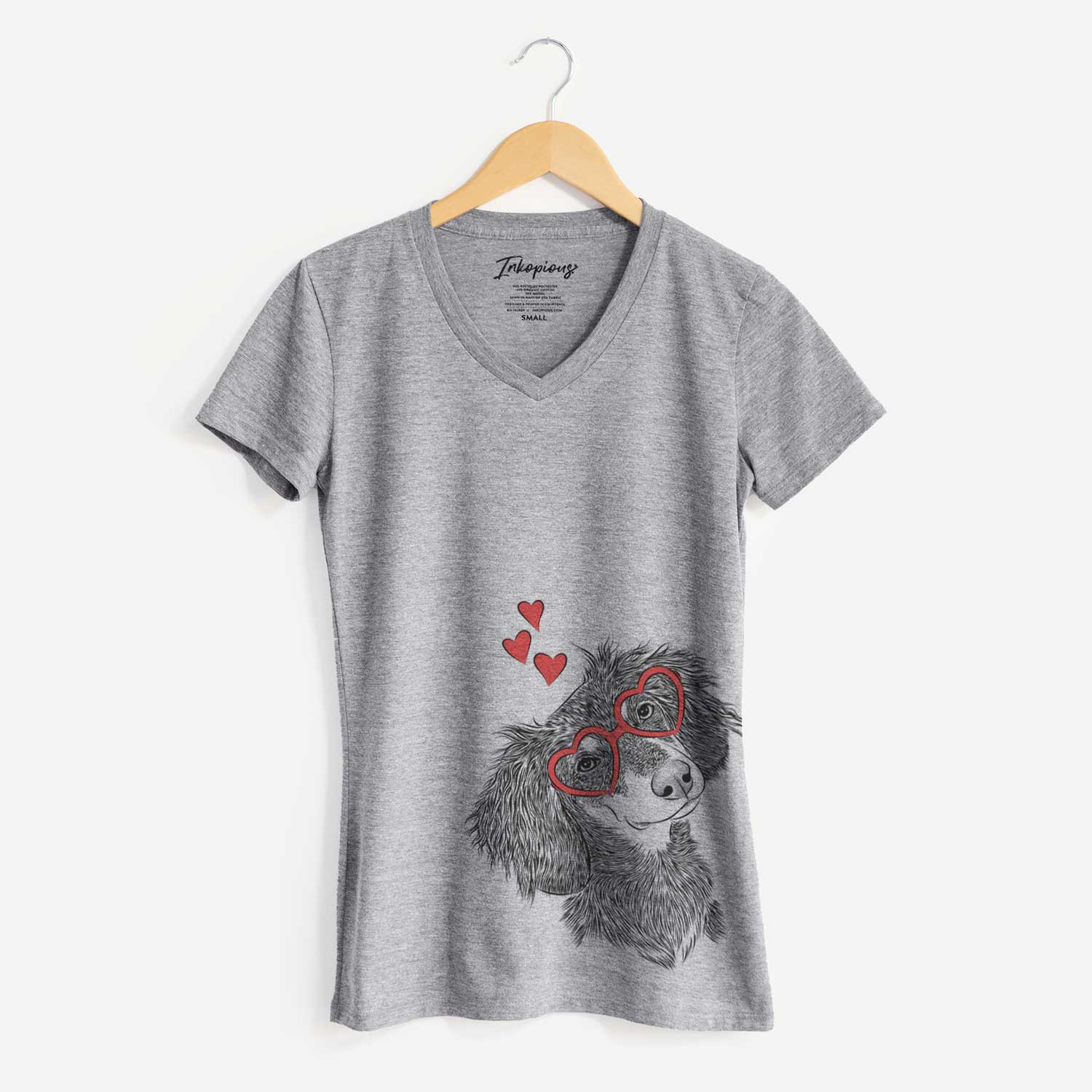 Valentine Bailey the Long Haired Dachshund - Women's V-neck Shirt