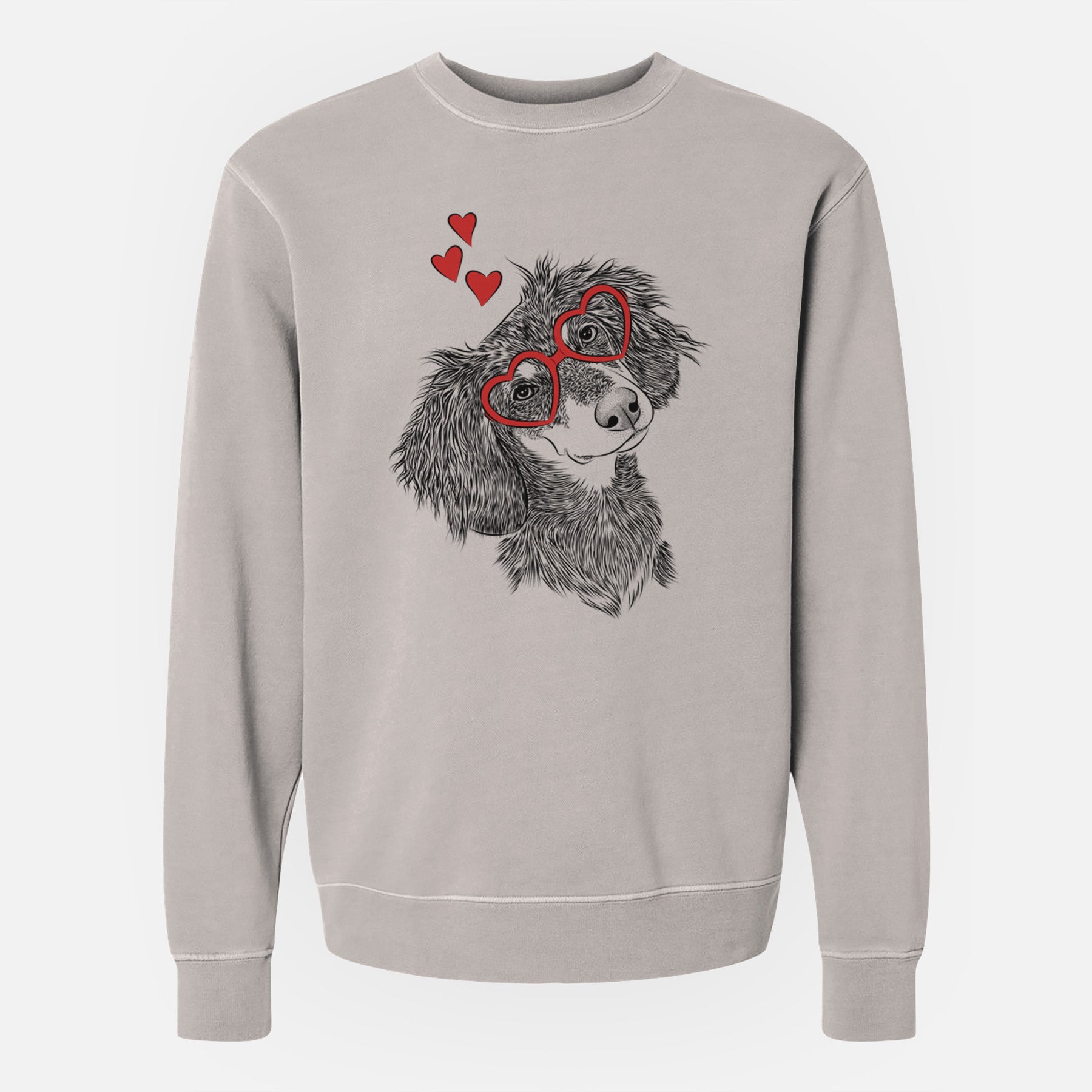 Valentine Bailey the Long Haired Dachshund - Unisex Pigment Dyed Crew Sweatshirt