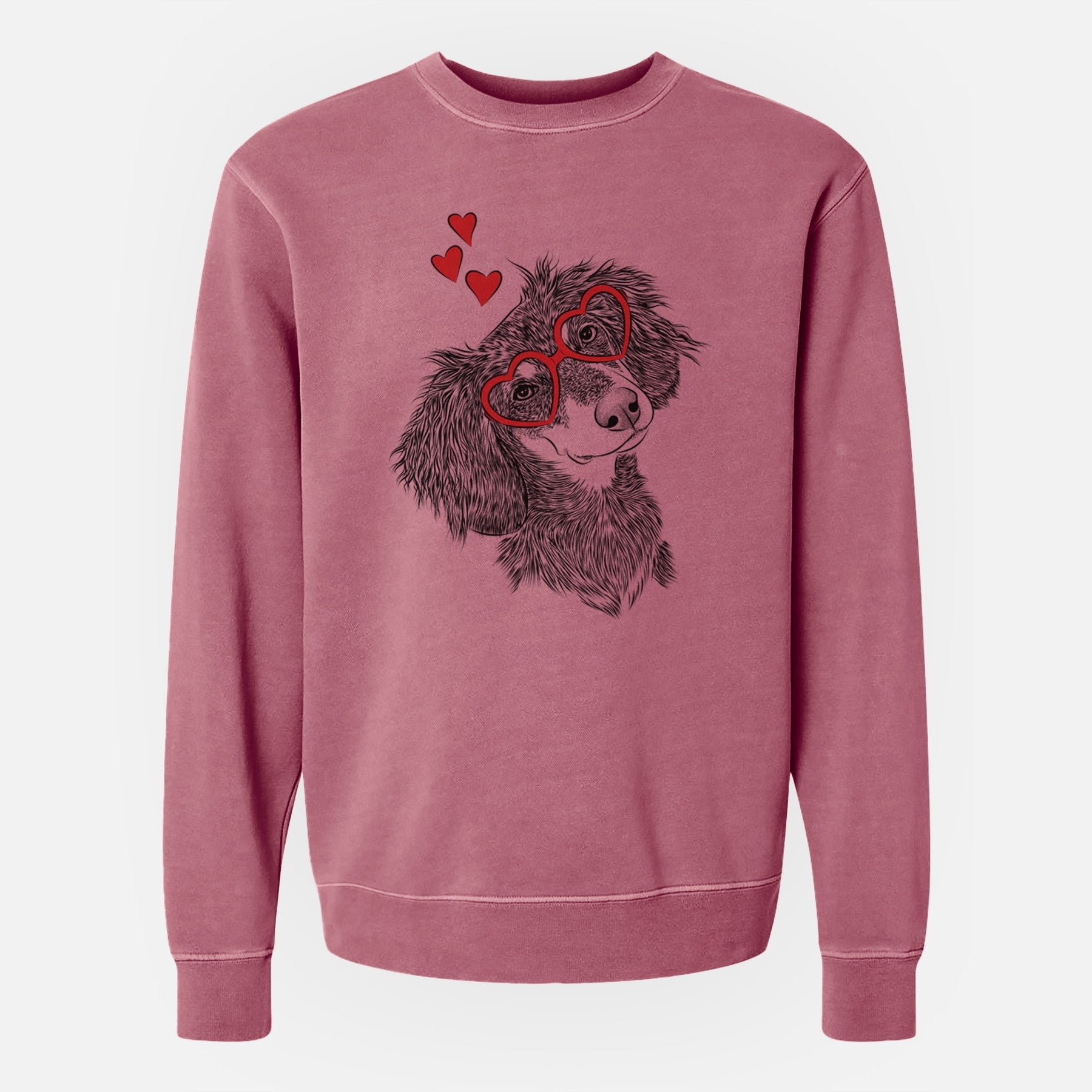 Valentine Bailey the Long Haired Dachshund - Unisex Pigment Dyed Crew Sweatshirt